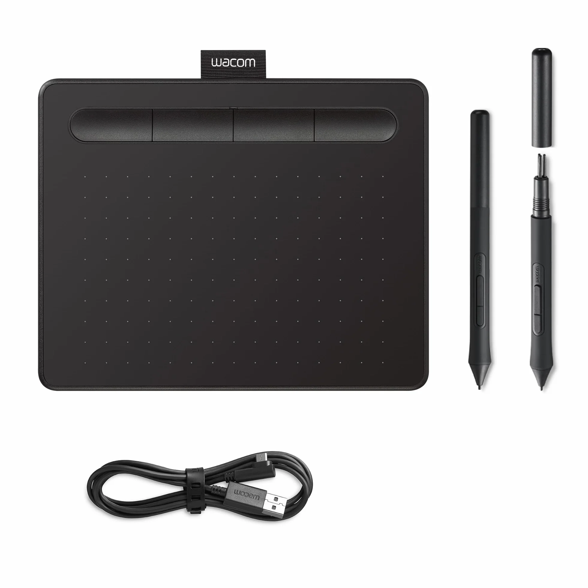 Wacom Intuos Small Zeichentablett - Tablet zum Zeichnen & zur Fotobearbeitung mit druckempfindlichem Stift schwarz - Ideal für Home-Office & E-Learning