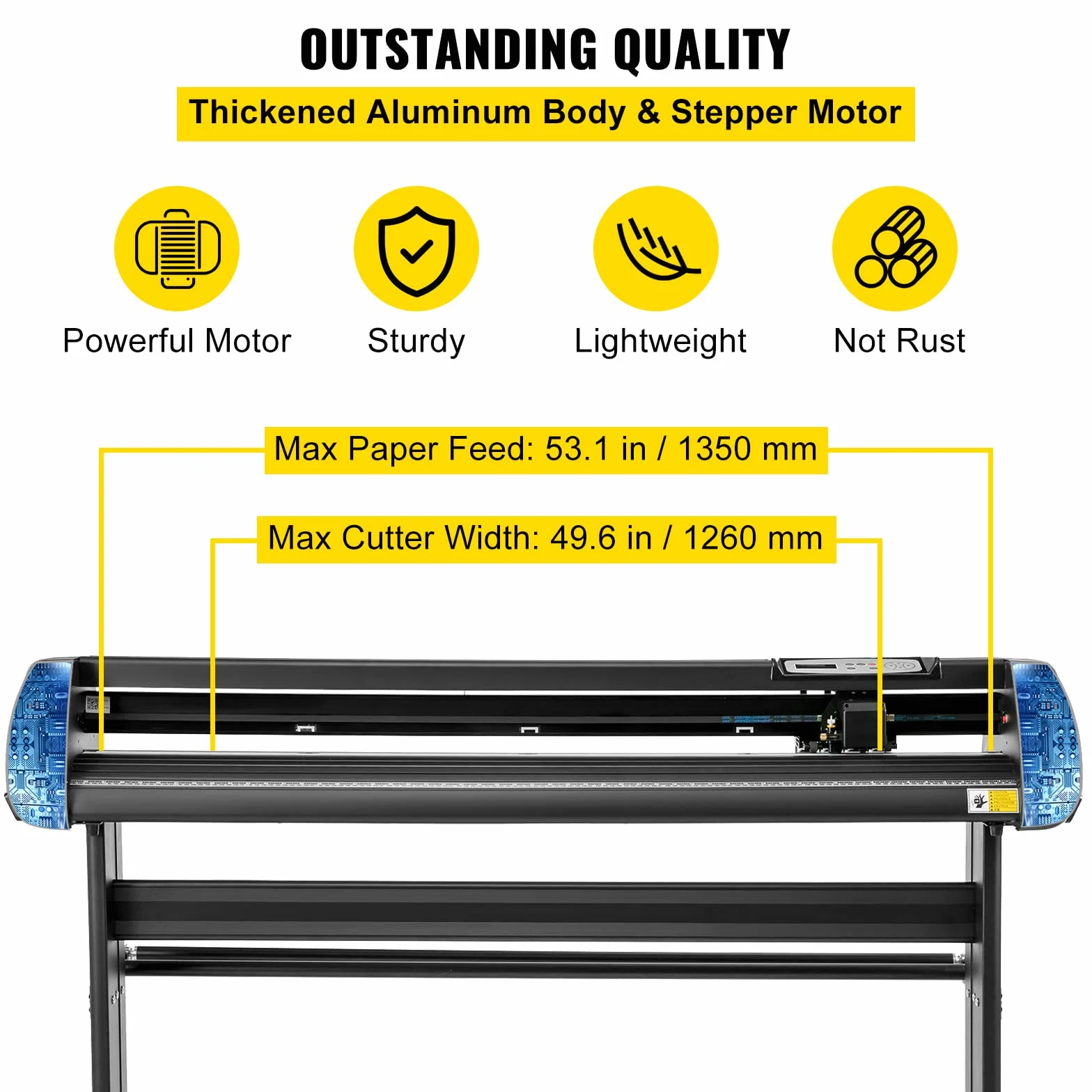 VEVOR Vinyl Schneidegerät 135 cm Max. Papierzufuhr Vinyl Schneideplotter, Manual Vinyl Drucker Plotter Schneidegerät mit Bodenständer Vinyl Plotter Einstellbare Kraft Drehzahl für Sign Herstellung