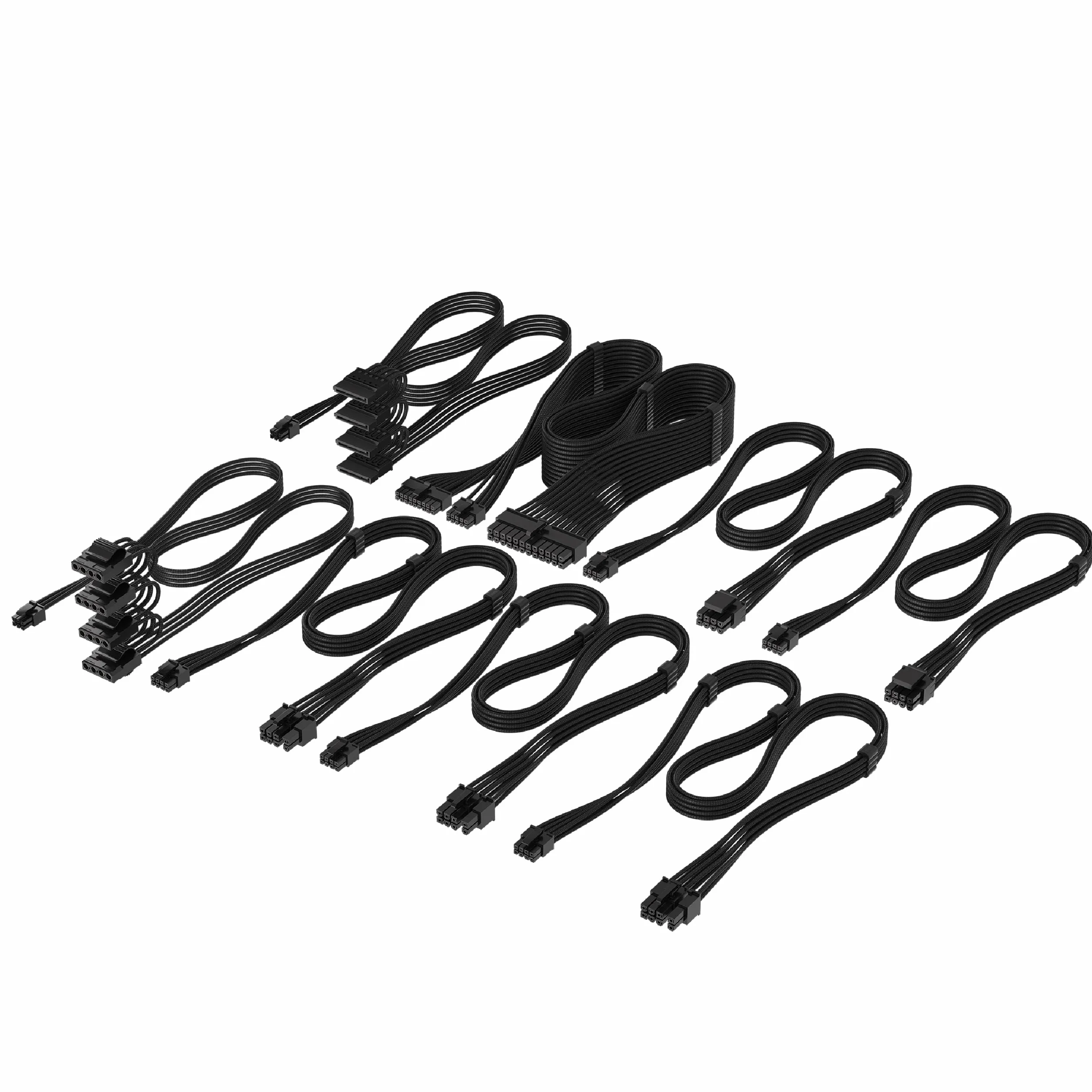 Corsair Elite Premium Pro-Kit mit Einzeln Ummantelten Typ 4-Netzteilkabeln – Flache Kabelkämme, Dreilagiges Mesh-Paracord-Design, Kompatibel Netzteilen mit Typ-4-Kabeln – Schwarz