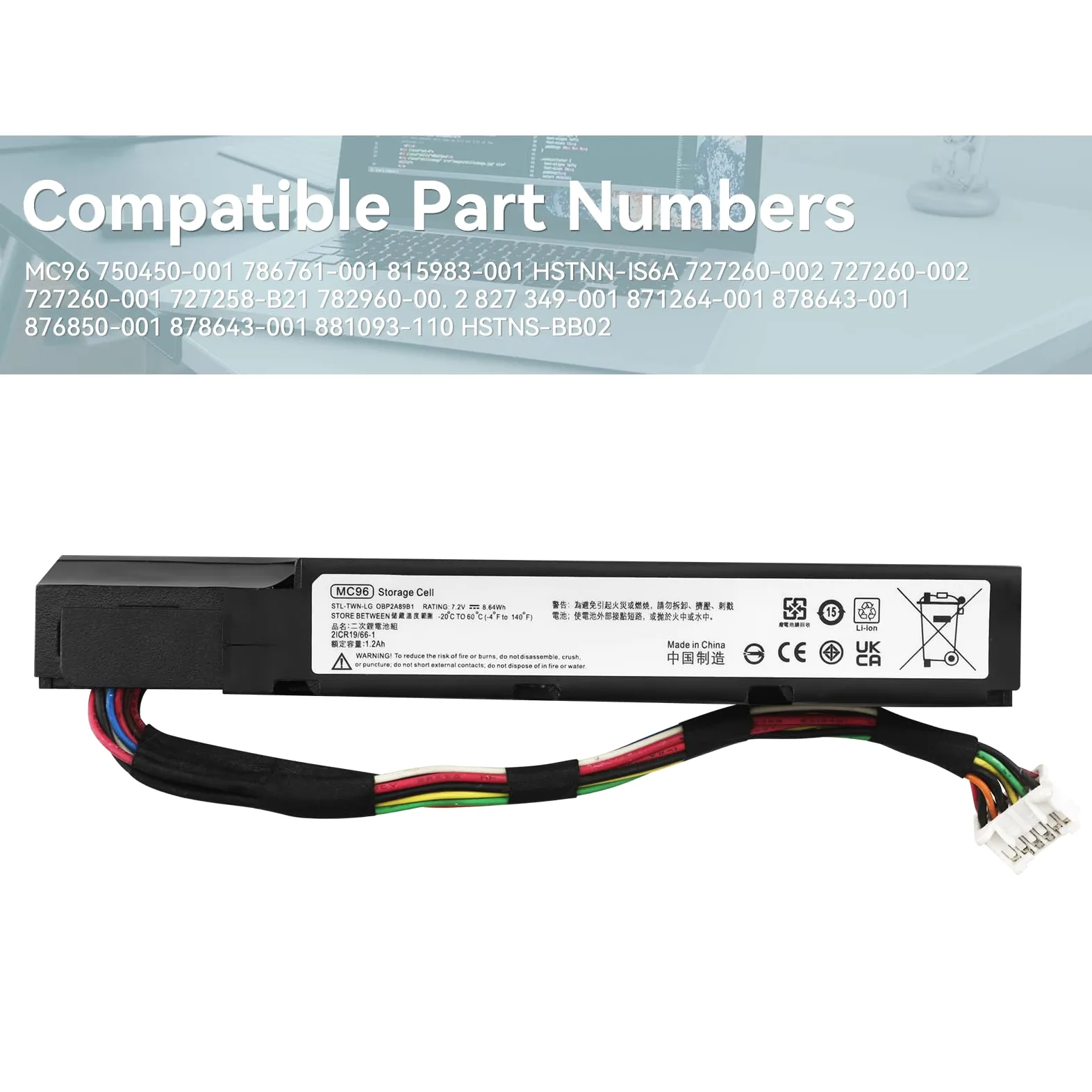 MC96 Akku für HPE Smart Array P840 P440 P840AR P440AR SAS Raid Controller ProLiant DL20 DL60 DL80 DL120 DL160 DL180 DL325 DL345 DL360 DL365 DL380 DL385 DL388 DL560 DL580 Gen9 Gen10 Plus Gen11