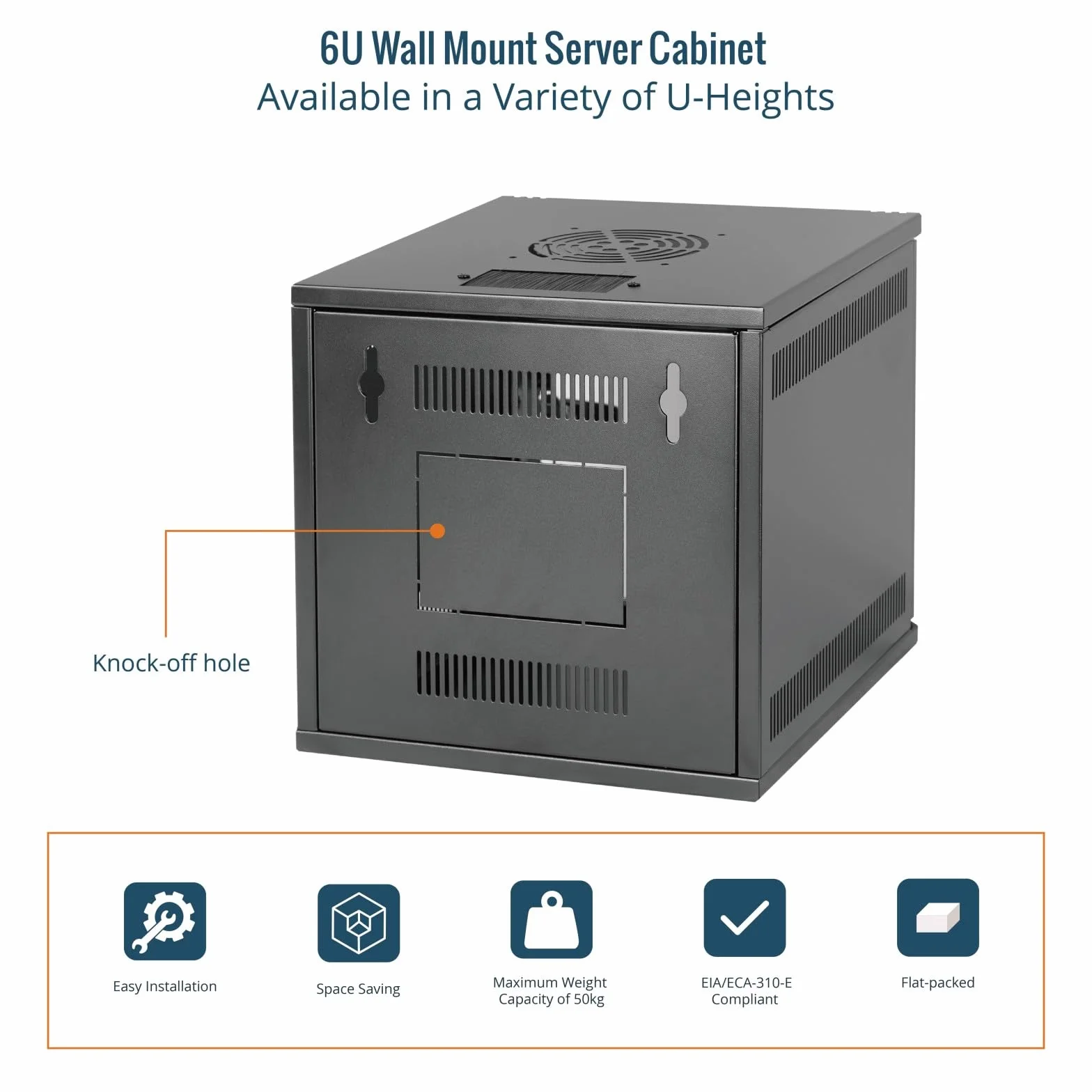 Tecmojo 10-Zoll 6HE Wandmontage-Netzwerk-Schrank, 330 mm tief, Netzwerkschrank mit Rack-Ablage, Bürstenblenden, Kabelorganisator für 10-Zoll-AV/IT/NAS-Geräte (254 mm), 50 kg Traglast, Schwarz, Glastür