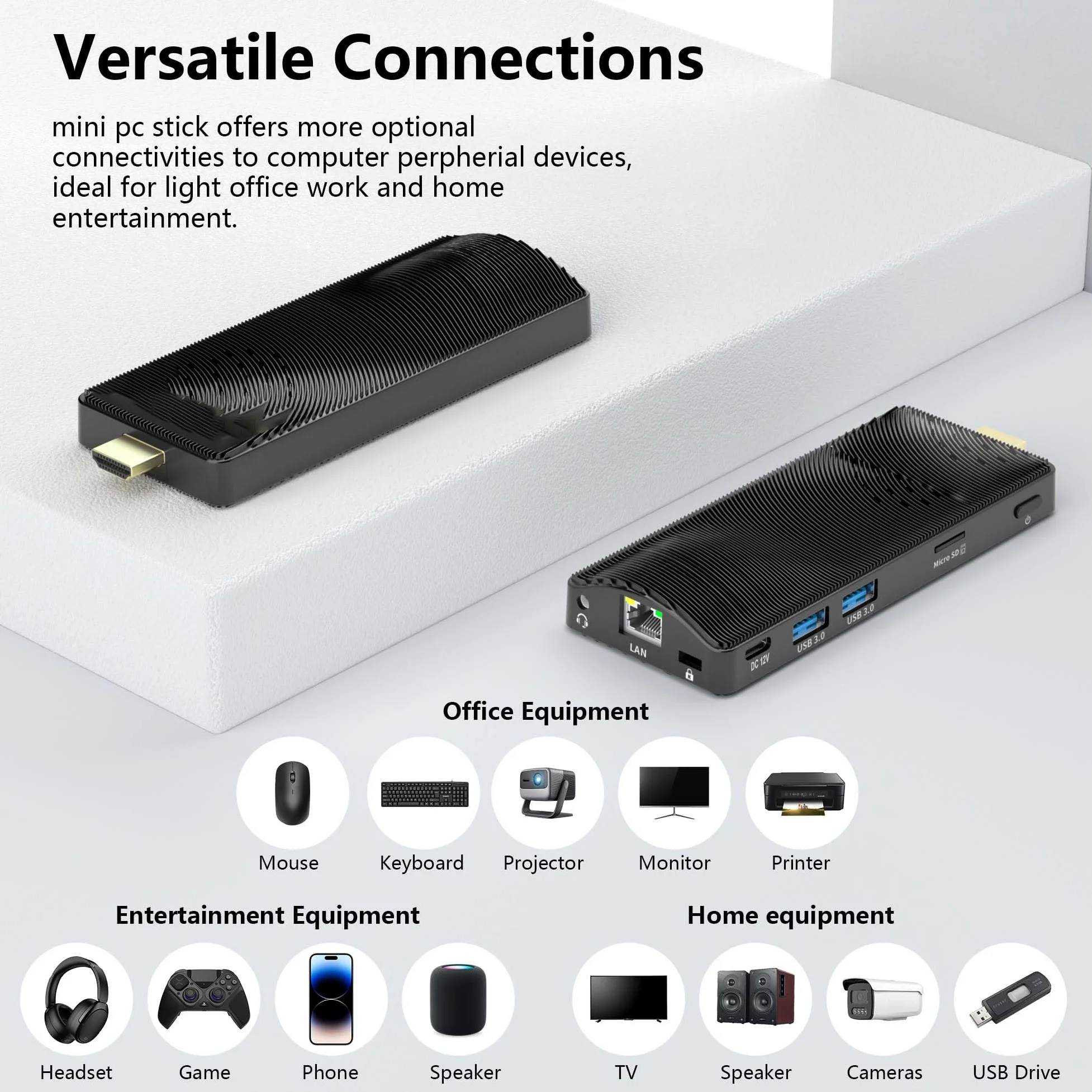 Mini PC Stick Win 11 Pro, Fanless Mini Computer, Celeron J4125 8GB 256GB eMMC 2.7 GHz, USB-C, USB3.0 X 2, RJ45 Gigabit Ethernet 4K 60Hz, WiFi BT 5.2 HDMI 2.0 für Geschäft Zuhause Büro