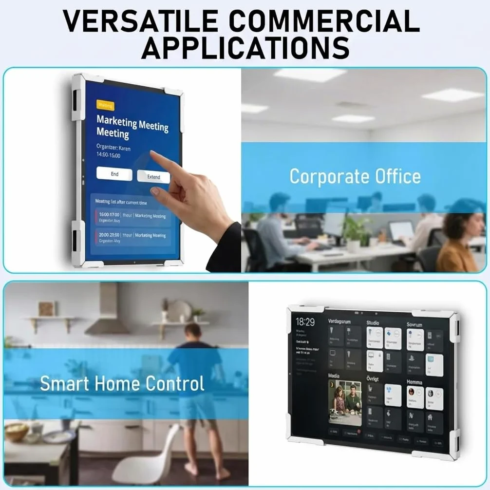 Tablet Wandhalterung, Metallgehäuse iPad Halterung Für Retail POS Kiosk, Smart Home, Diebstahlschutz Low Profile VESA 75x75 Ständer, Hoch- Oder Querformat, Für 10-14 Zoll Pro Air Galaxy Tab, Weiß