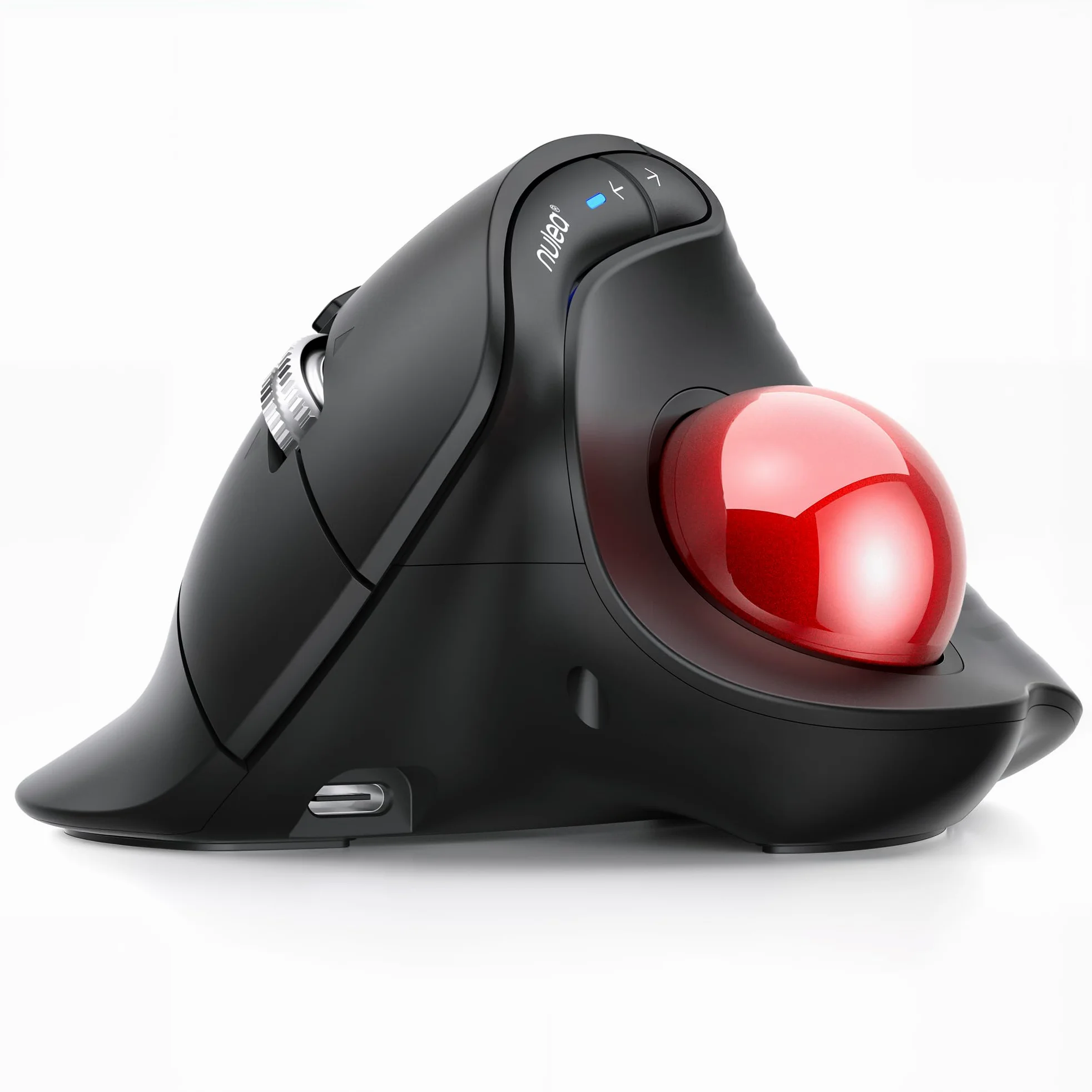 Nulea M514 Vertikale Trackball-Maus, ergonomische kabellose Daumenbedienungs-Maus mit leisem klick, Verbindung mit 3 Geräten (Bluetooth & USB-Empfänger), wiederaufladbar, für PC/Mac/Laptop/Tablet.