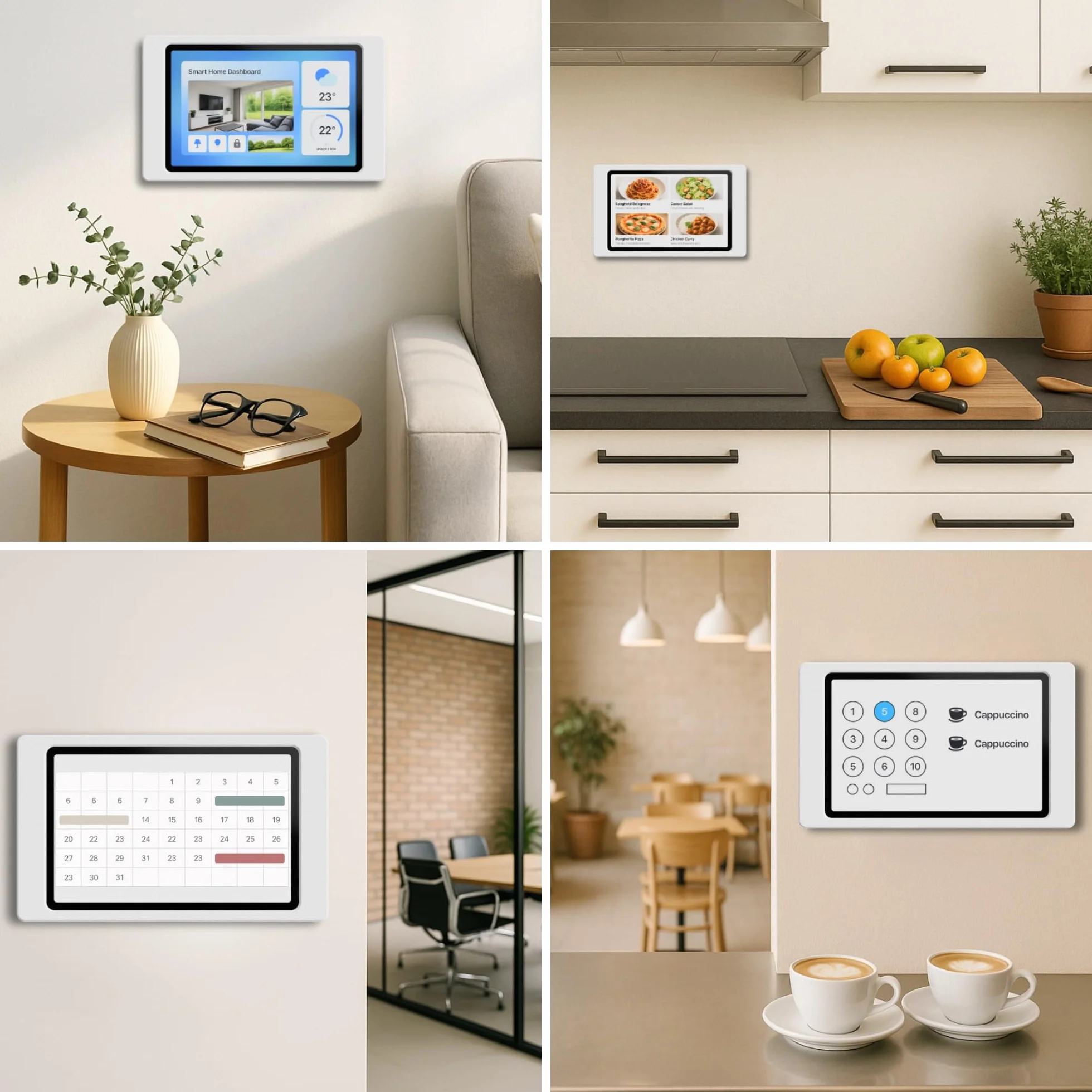 Tablet Wandhalterung für iPad 10. & 11. Generation (10,9/11 Zoll) - Passgenauer & Flacher Rahmen für Smart Home Display & Dashboard - Feste Montage mit Kabelführung - Weiß