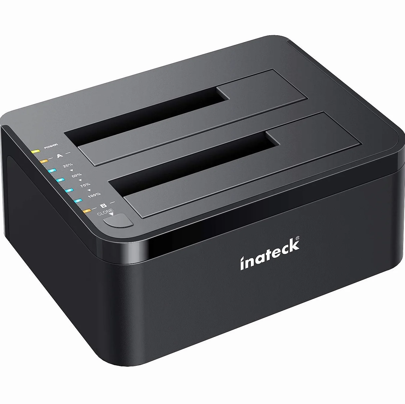 Inateck USB 3.0 Festplatten Dockingstation, Dual-Schacht Docking für 2,5/3,5 Zoll SATA HDD SSD, Offline-Klonen unterstützt, Schwarz, SA02002
