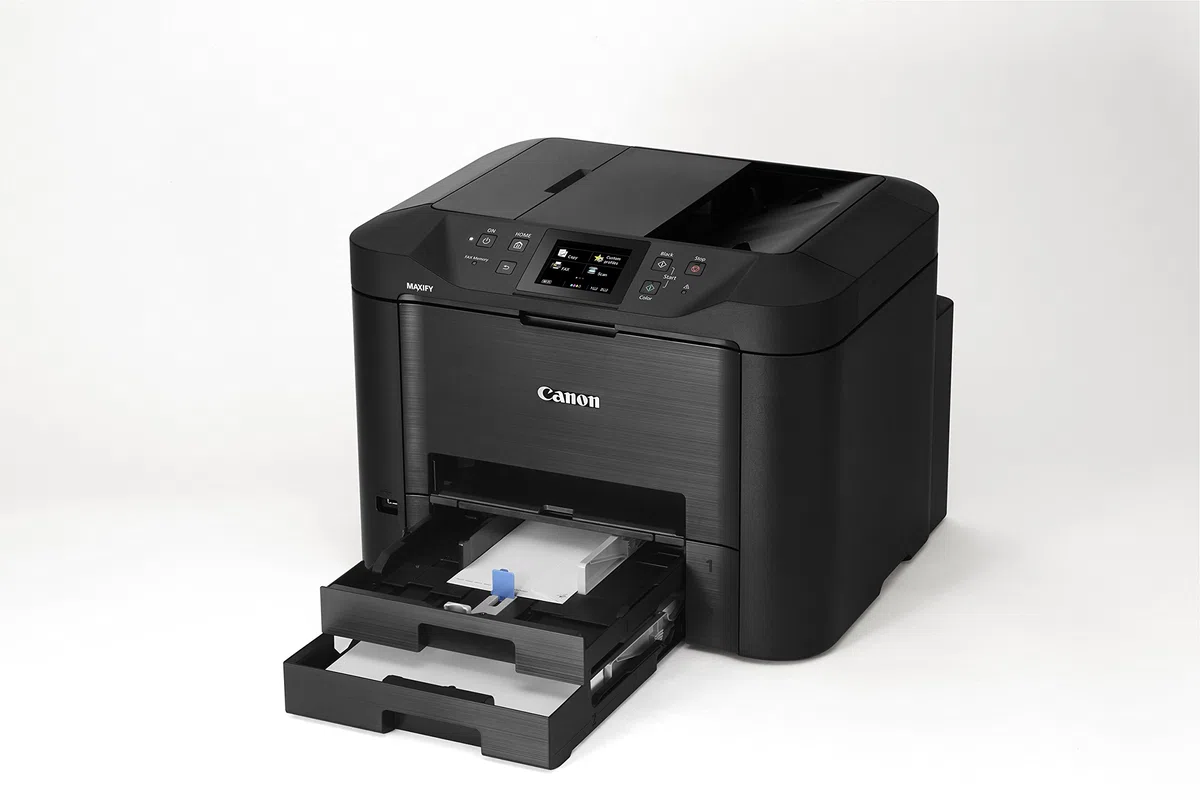 Canon Maxify MB5450 4-in-1 Farbtintenstrahl-Multifunktionsgerät (Drucken, Kopieren, Scannen und Faxen, 4 XL-Tinten, Duplex, USB, LAN/WLAN,D- ADF) schwarz