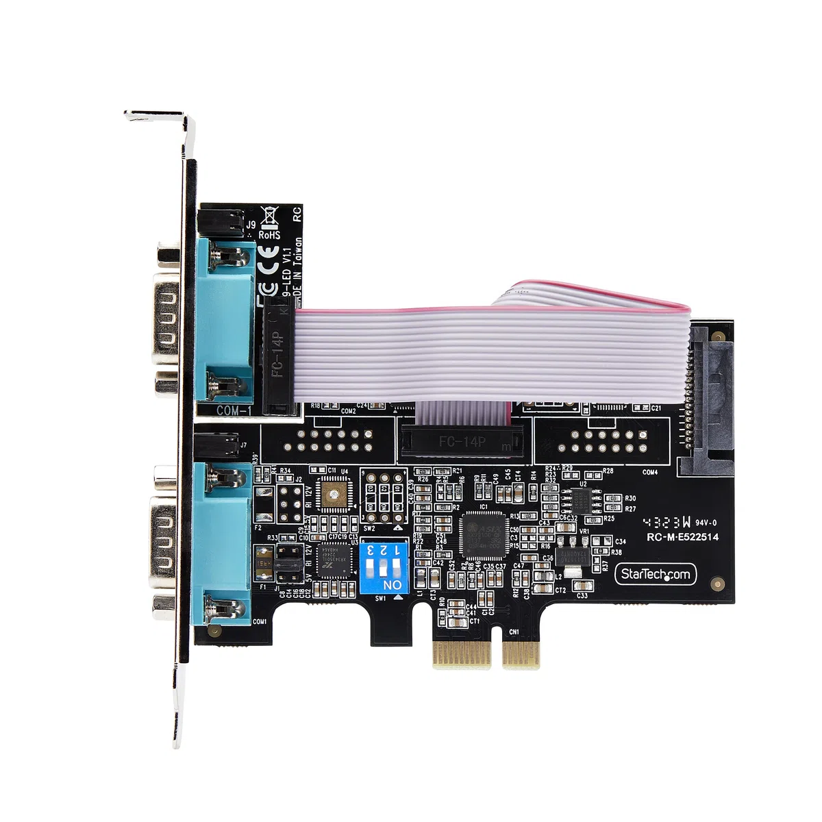 StarTech.com 2-Port Serielle PCIe Karte, Quad-Port PCI Express zu RS232/RS422/RS485 DB9 Serielle Karte, Standard/Niedrigrofil Halterungen, 16C1050 UART, ESD Schutz, Windows/Linux (2S232422485-PC-CARD)