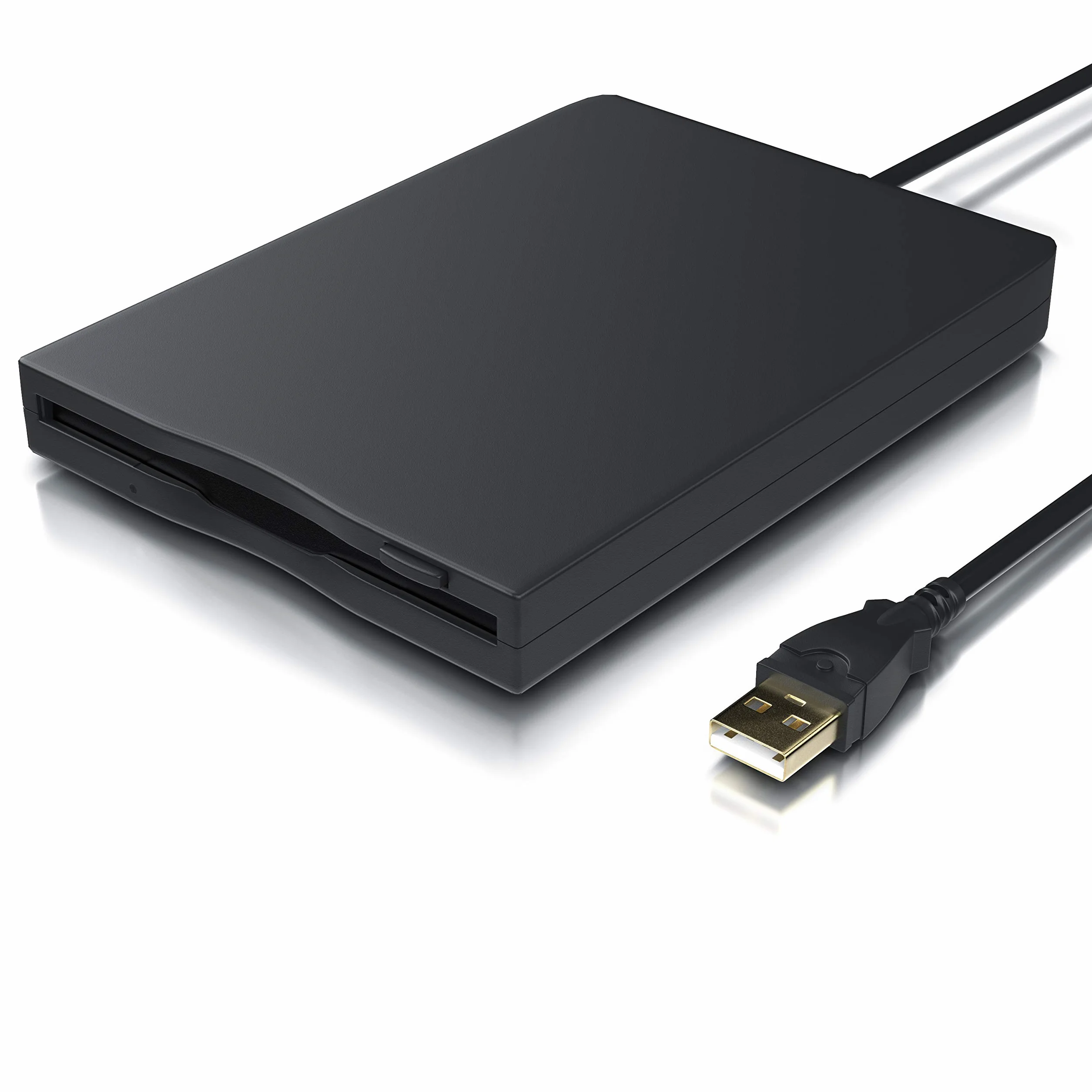 CSL - Externes USB Diskettenlaufwerk FDD 1,44MB 3,5 Zoll - PC - Slimline Floppy Disk Drive Extern - Portable - Plug and Play - schwarz - Windows 11 fähig