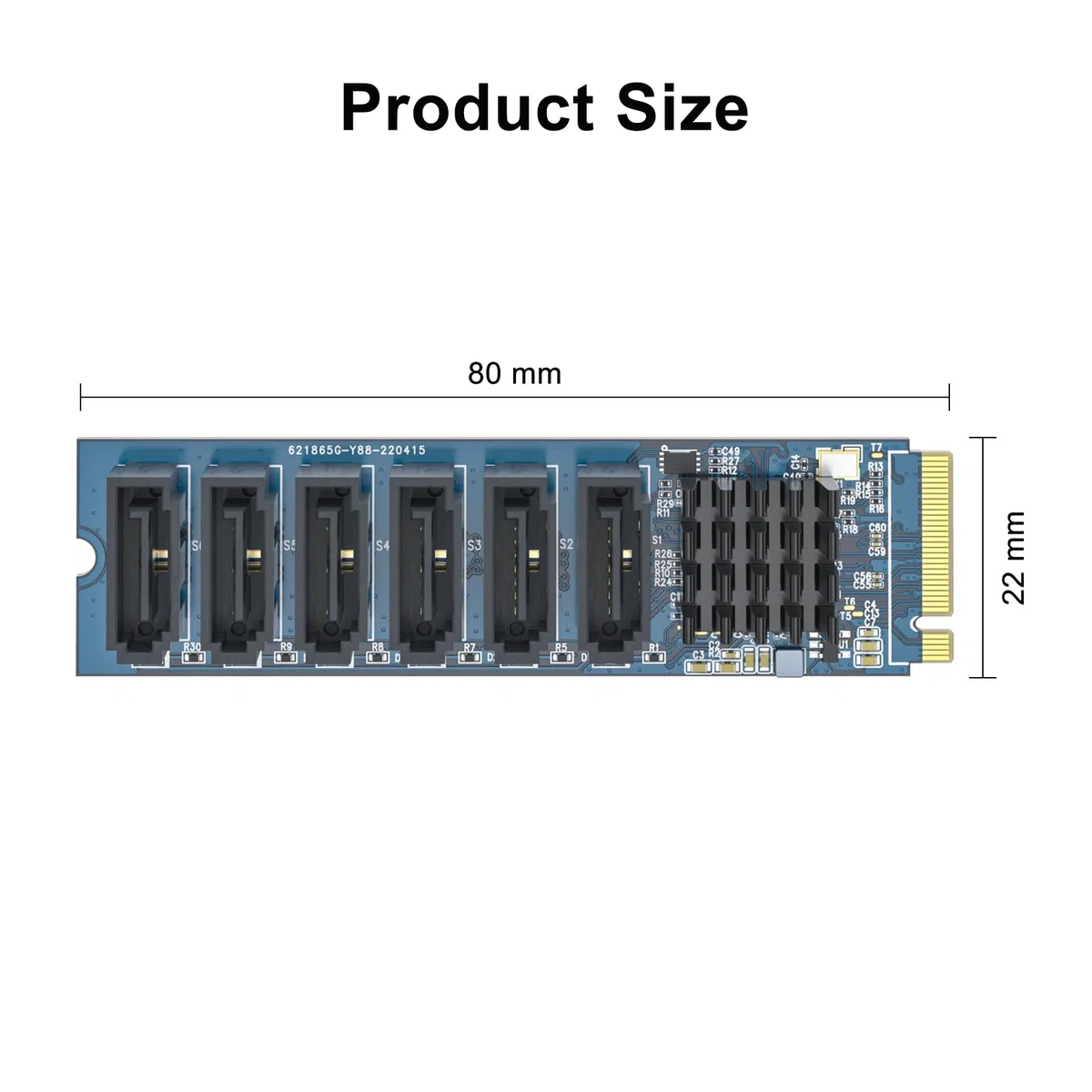 M.2 zu SATA3.0 Erweiterungskarte, 6 Ports SATA3.0 Controller PCIe Erweiterungskarte, unterstützt 6X SATA SSD