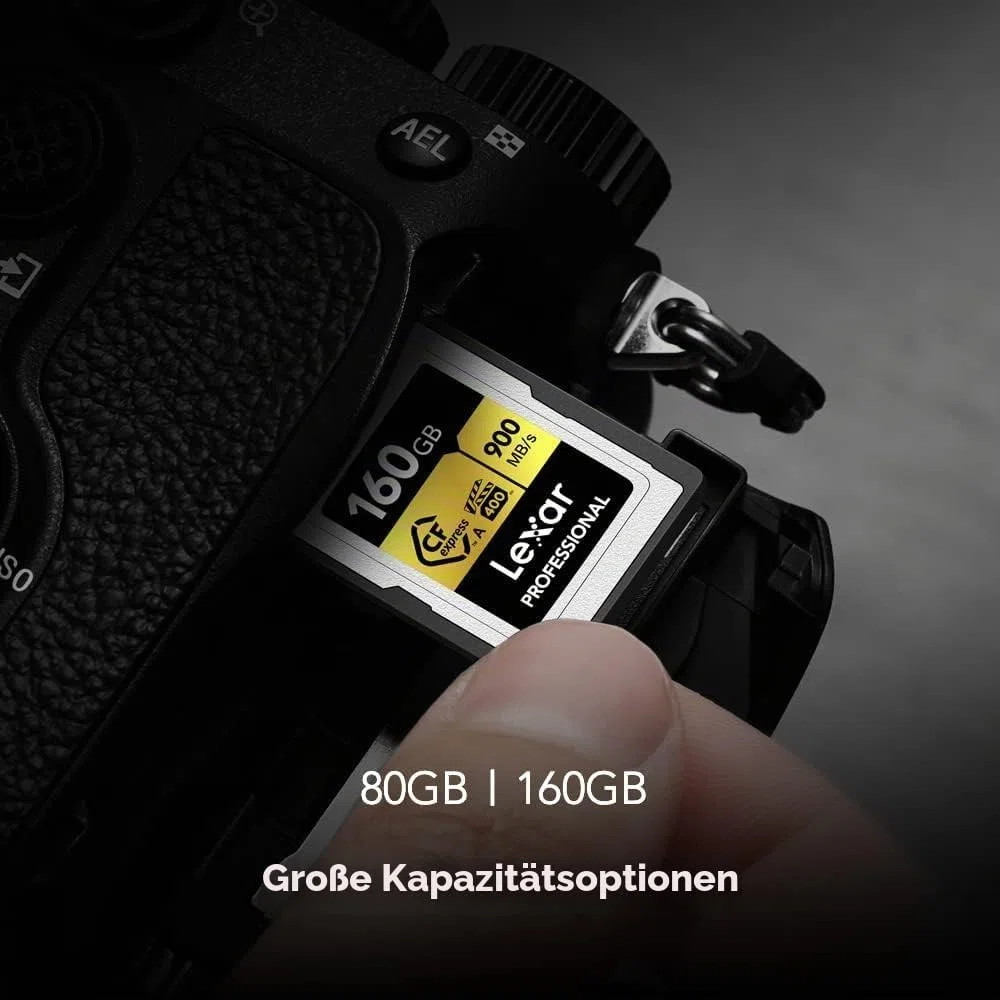 Lexar Professionelle CFexpress Typ A Gold Series Speicherkarte, 80 GB, bis zu 900 MB/s lesen, 8K-Video in Kinoqualität, bewertet VPG 400 (LCAGOLD080G-RNENG)