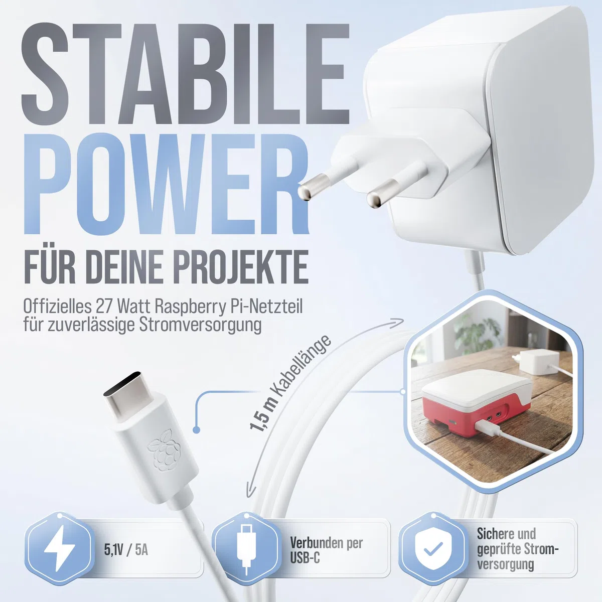 Raspberry Pi 5 8GB Starter Set 128GB Edition Netzteil 27W Gehäuse mit Lüfter 4K Micro HDMI Kabel