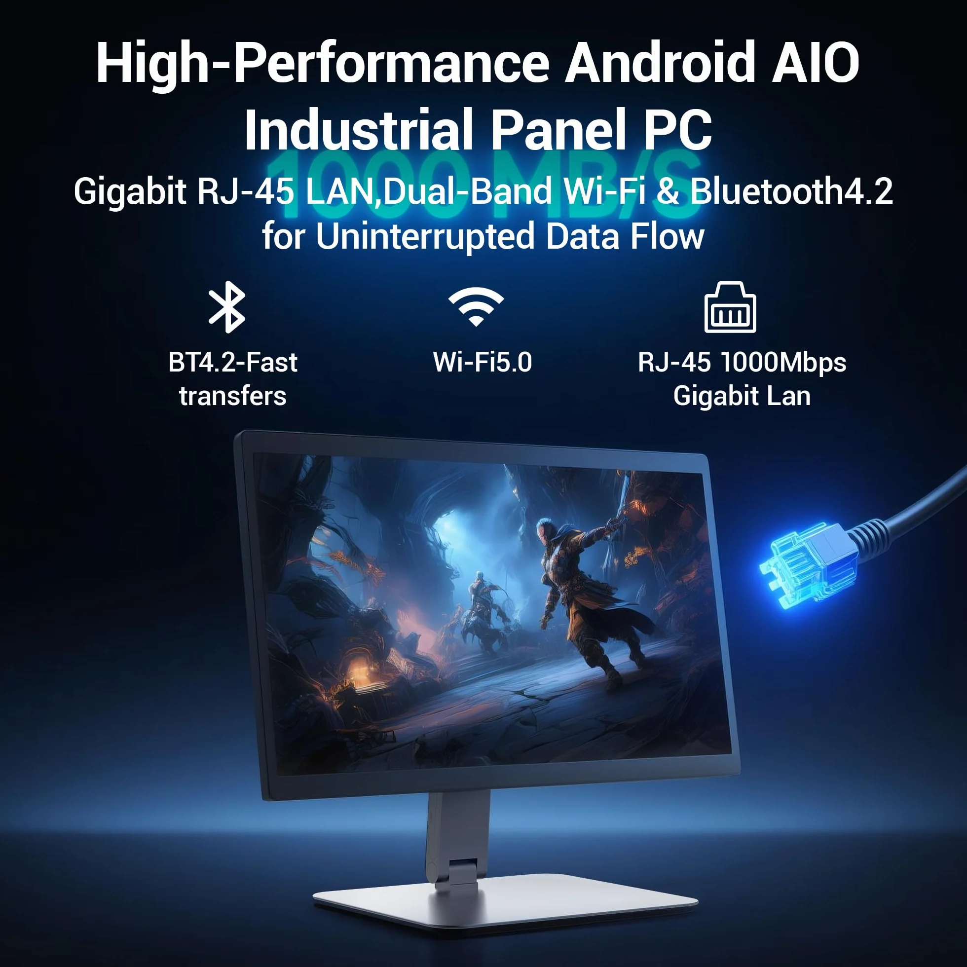 Industrie Panel PC-HEIGAOLAPC Industrie Touch Panel 15.6 Zoll mit Schwenkhalterung, PC-panel All in One Android 12 RK3399 4GB RAM 64GB ROM, 1920*1080 IPS, 1xUSB3,0, 1xUSB2,0, Type-C, HDMI2,0, LAN RJ45