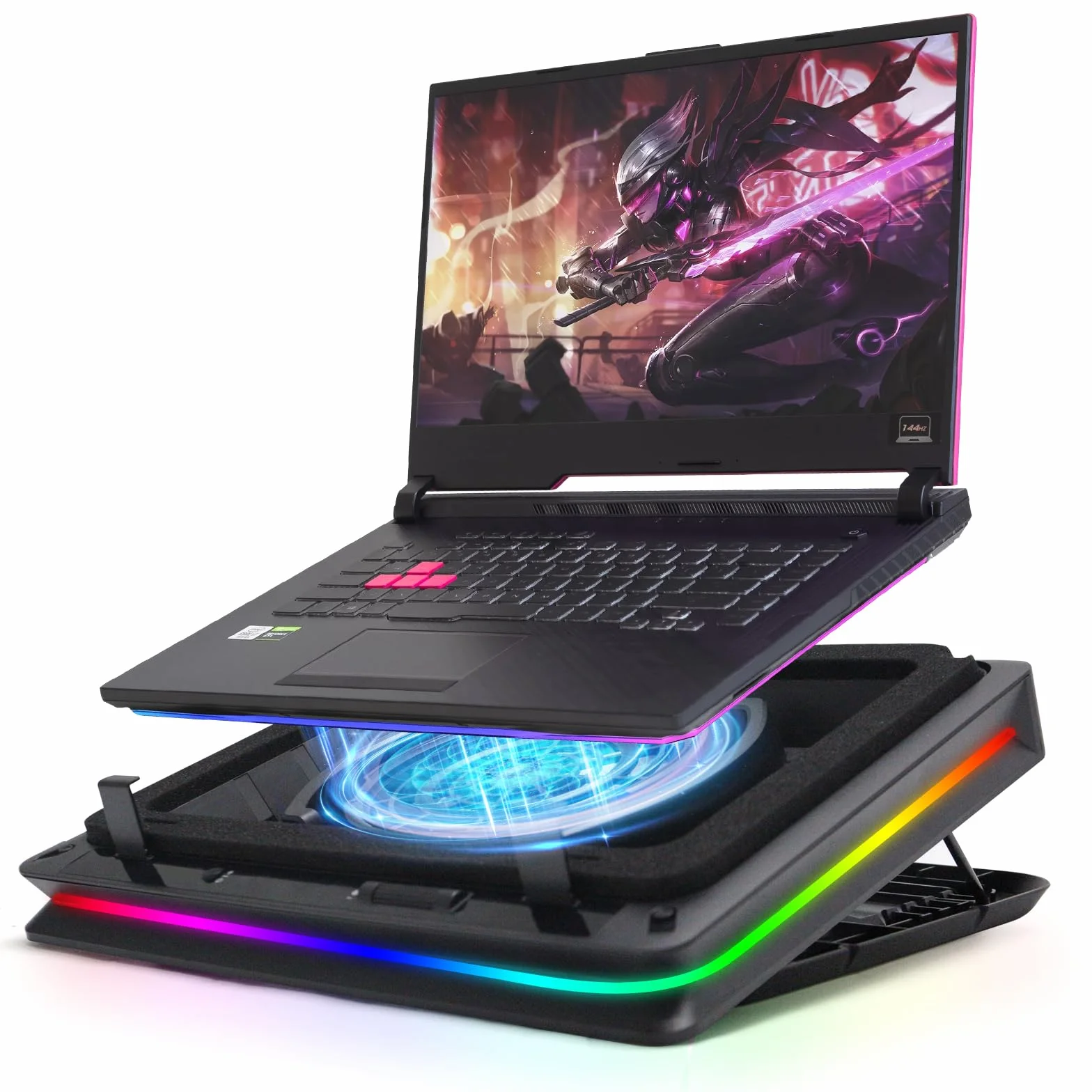 Gaming Laptop Kühler Kühlpad mit Touch-Bedienung stufenloser, Laptop Cooler für Schnelle Kühlung 13-19 Zoll Notebook mit stufenloser Geschwindigkeit 18cm Extra-groß Leistungsstarker Turbo-Lüfter