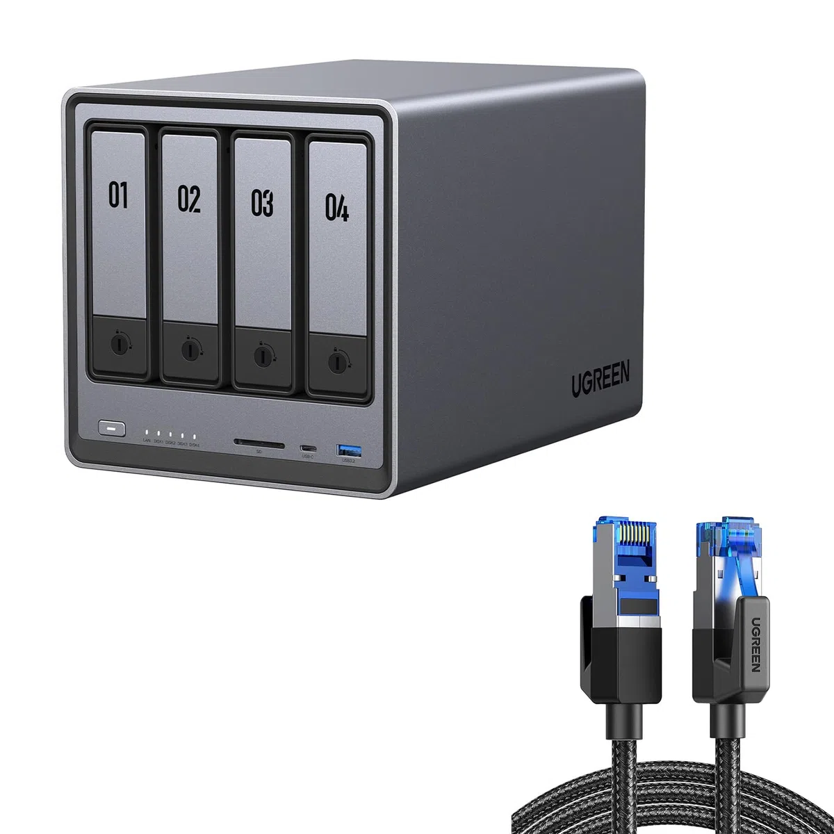 UGREEN NASync DXP4800Pro 4-Bay NAS mit Cat8-Kabel