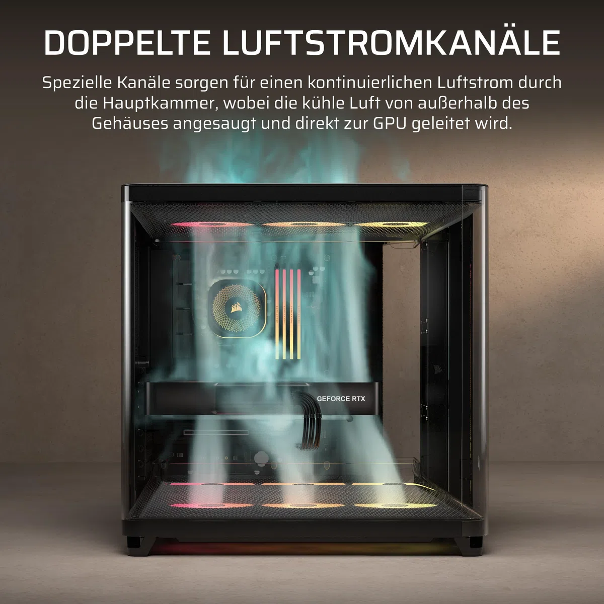 CORSAIR AIR 5400 RS-R ARGB Dreifach-Kammer-Mid-Tower PC-Gehäuse – Schwarz | 3x Vorinstallierte Reverse-Rotor RS120-R ARGB-Lüfter, Luftkanäle für Starke Kühlung, Reverse Motherboard-Unterstützung