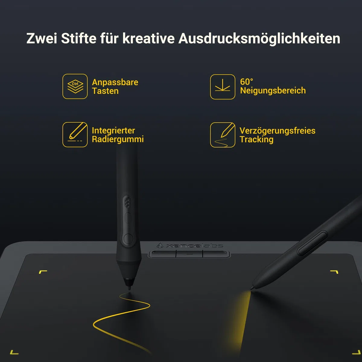 Xencelabs Pen Tablet Small Grafiktablett Wireless Professionelle Zeichentablett Ultradünnes Tragbares Stifttablett mit 2 Stiften 16:9 Zeichenpad Drawing Tablet für Windows-ARM/Windows/Mac/Linux