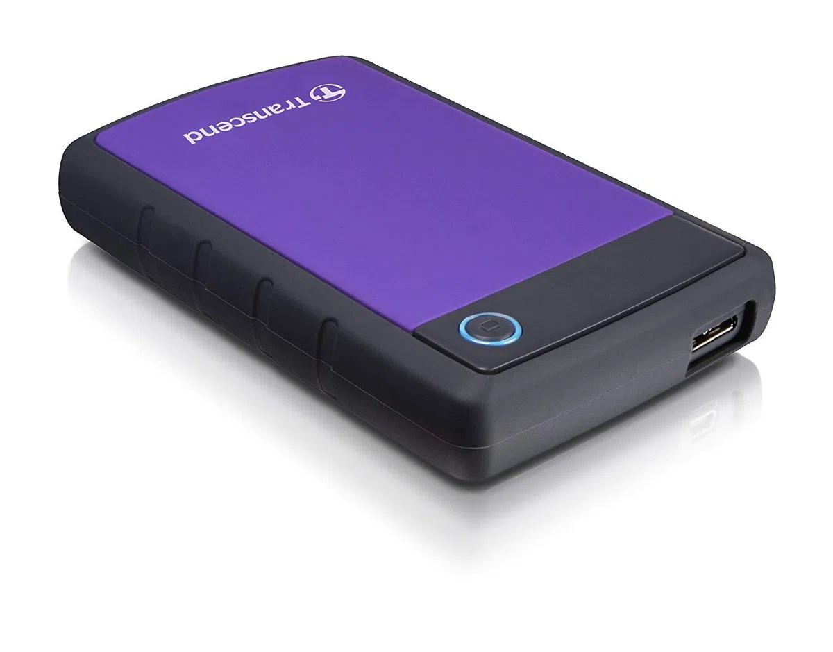 Transcend StoreJet 25H3 2TB Externe Festplatte, Anti-Schock (Militärstandard), USB 3.1 Gen 1, 2.5 Zoll, Lila| Robuste Datensicherung & One-Touch Backup für PC/Laptop