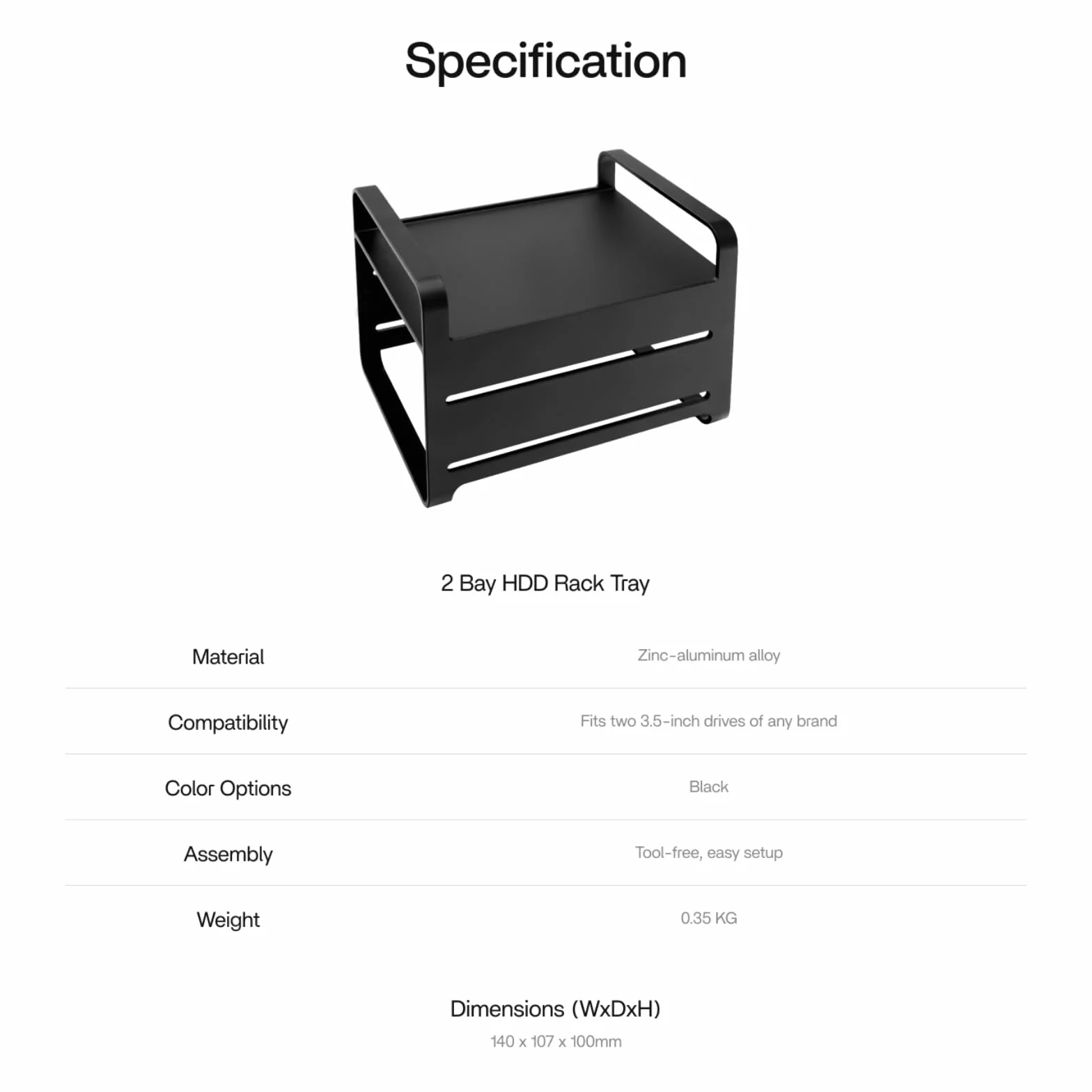zimablade 2-Bay-HDD-Rack-Fach, Zimaboard und andere duale 3,5-Zoll-Speicherlaufwerke, Aluminiumlegierungsdesign, hochfestes 3,5-Zoll-Festplatten-Montagerack