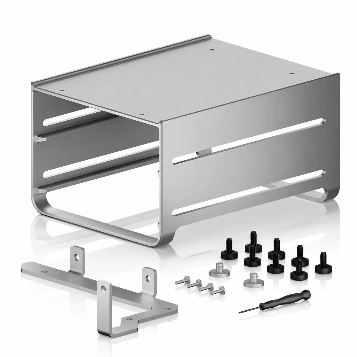 ZimaBoard 2-Bay HDD Rack Tray für ZimaBoard 2, Aluminiumlegierung Dual 3,5"-Festplattenhalterung, Kompakter NAS/Home Server Rahmen, Einfache Installation, Kabelfreundliches Design, Silber