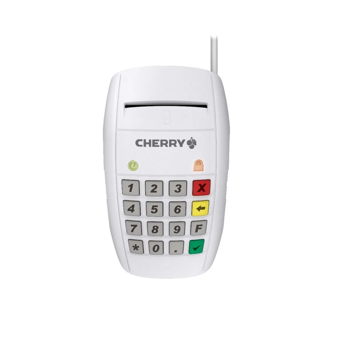 CHERRY Smart Terminal ST-2100, Chipkartenleser für KVK, eGK & Elektronische Signaturen, Homebanking, USB-Smartcard Leser, Einhändige Bedienung, 16 Tasten, Weiß