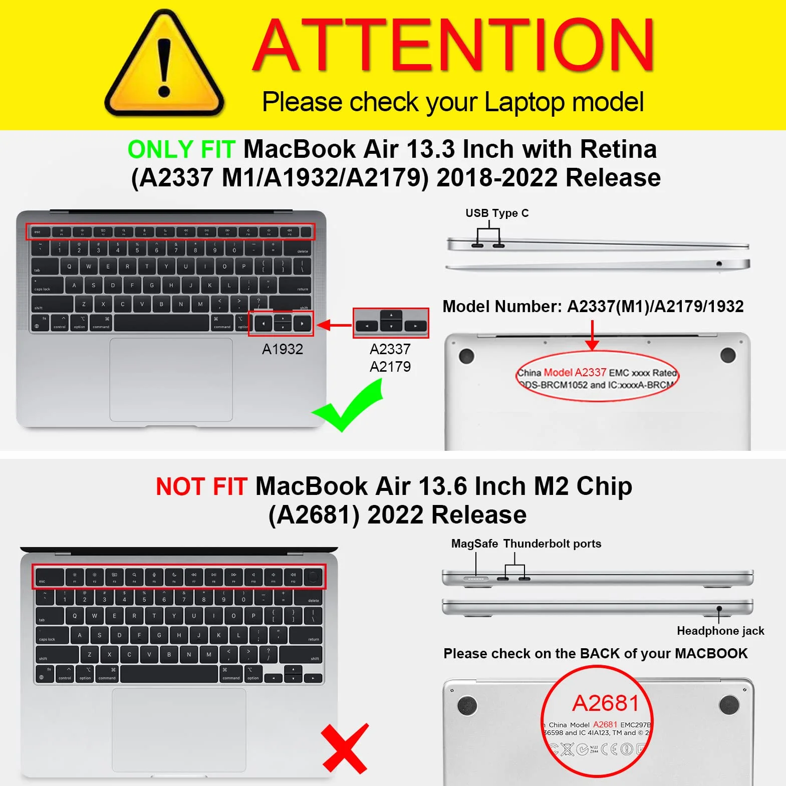 Fintie Hülle kompatibel mit MacBook Air 13 (2018-2020 Version) A2337(M1)/A2179/A1932, Ganzkörper-Rugged Hybrid Schutzhülle TPU Stoßstange Case kompatibel mit MacBook Air 13" Retina, Transparent