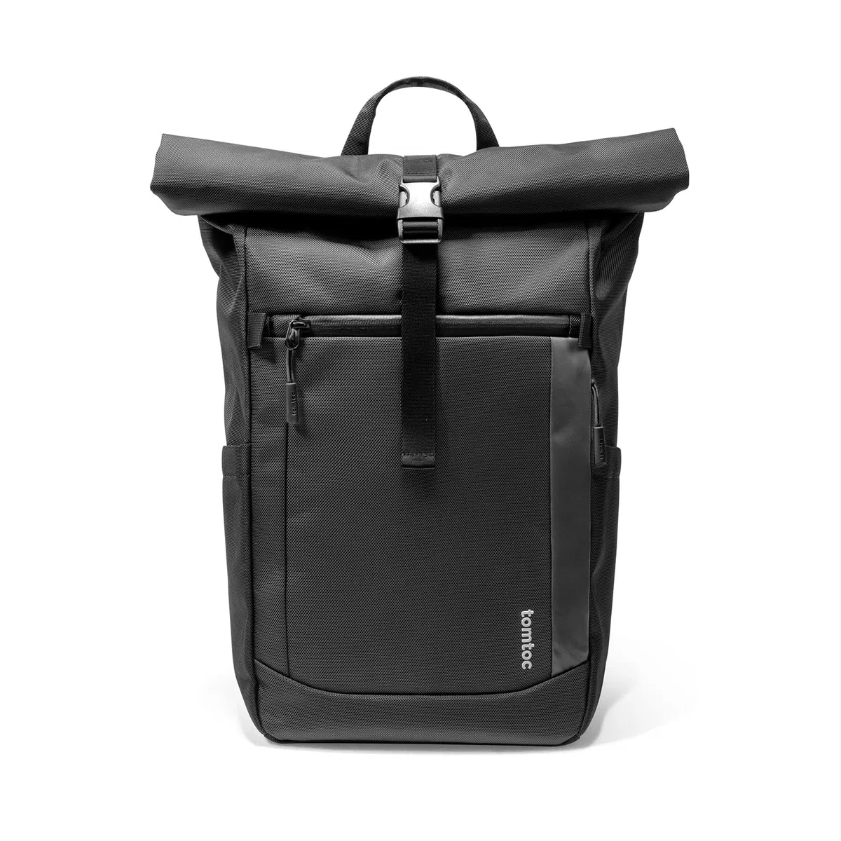 tomtoc Rolltop Rucksack Herren Damen 25L-30L Wasserdicht Schulrucksack Tagesrucksack mit 17,3 zoll Laptopfach, Groß Laptop Travel Backpack Daypack für Uni, Arbeit, Fahrrad, Reisen und Wandern, Schwarz