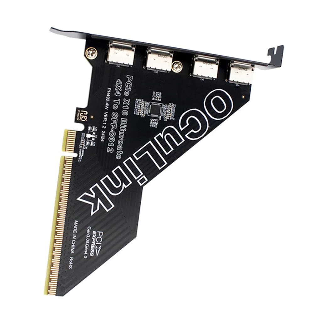Adapter PCI-Express 4.0 PCIE 16x abnehmbar auf Vier Oculink SFF-8612 SFF-8611 Externe VROC Raid0 Adapter für U.2 SSD eGPU Externe Grafikkarte Dock