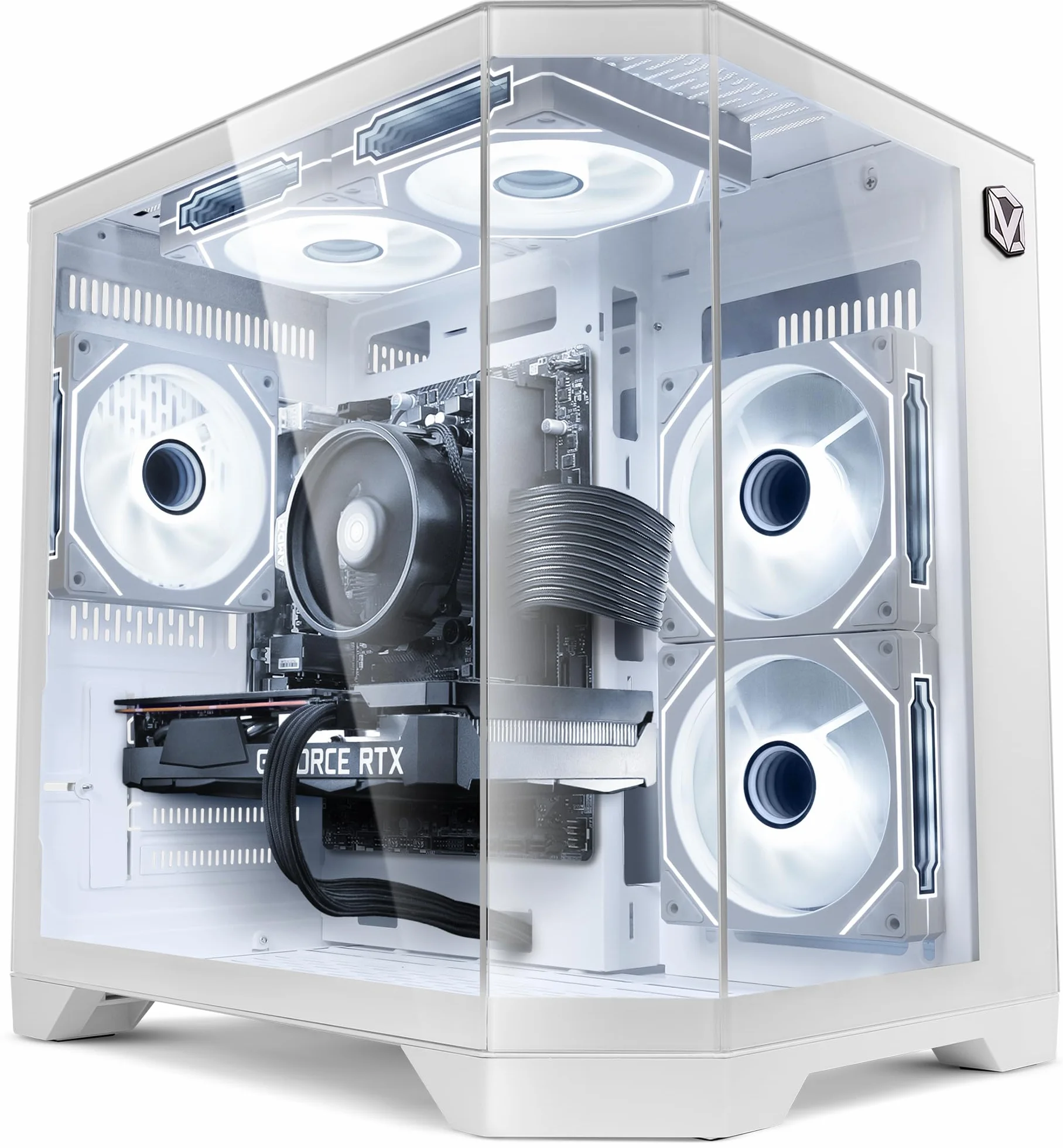 Vibox Gaming PC • AMD Ryzen 5 5500 6-Kern • Nvidia RTX 5060 8GB • 16GB RAM • 1TB SSD • Windows 11 • WLAN 6 + Bluetooth 5.4 • Blanc