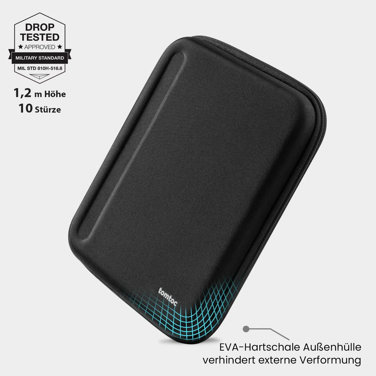 tomtoc Portfolio Tablet Tasche für 13 Zoll iPad Air M4/M3/M2 2026, 13 Zoll iPad Pro M5/M4 2025-2024, 12,9" iPad Pro, 12,4" Galaxy Tab S10+/S9+, Hartschale Hülle für Magic/Smart Keyboard/Apple Pencil
