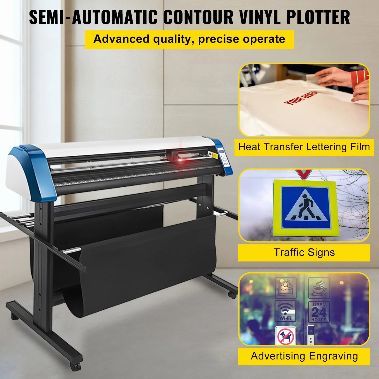 VEVOR Schneidegerät 135 cml Vinyl Cutter Halbautomatische DIY Vinyl Drucker Schneidemaschine Manuelle Positionierung Zeichen schneiden mit Bodenständer Signmaster Software