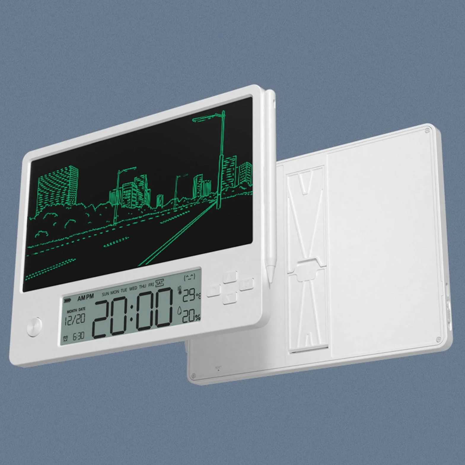 Maizoon Elektronischer Kalender mit LCD-Großschreibtablett, Digitaluhr, Datumsanzeige, Wordpad