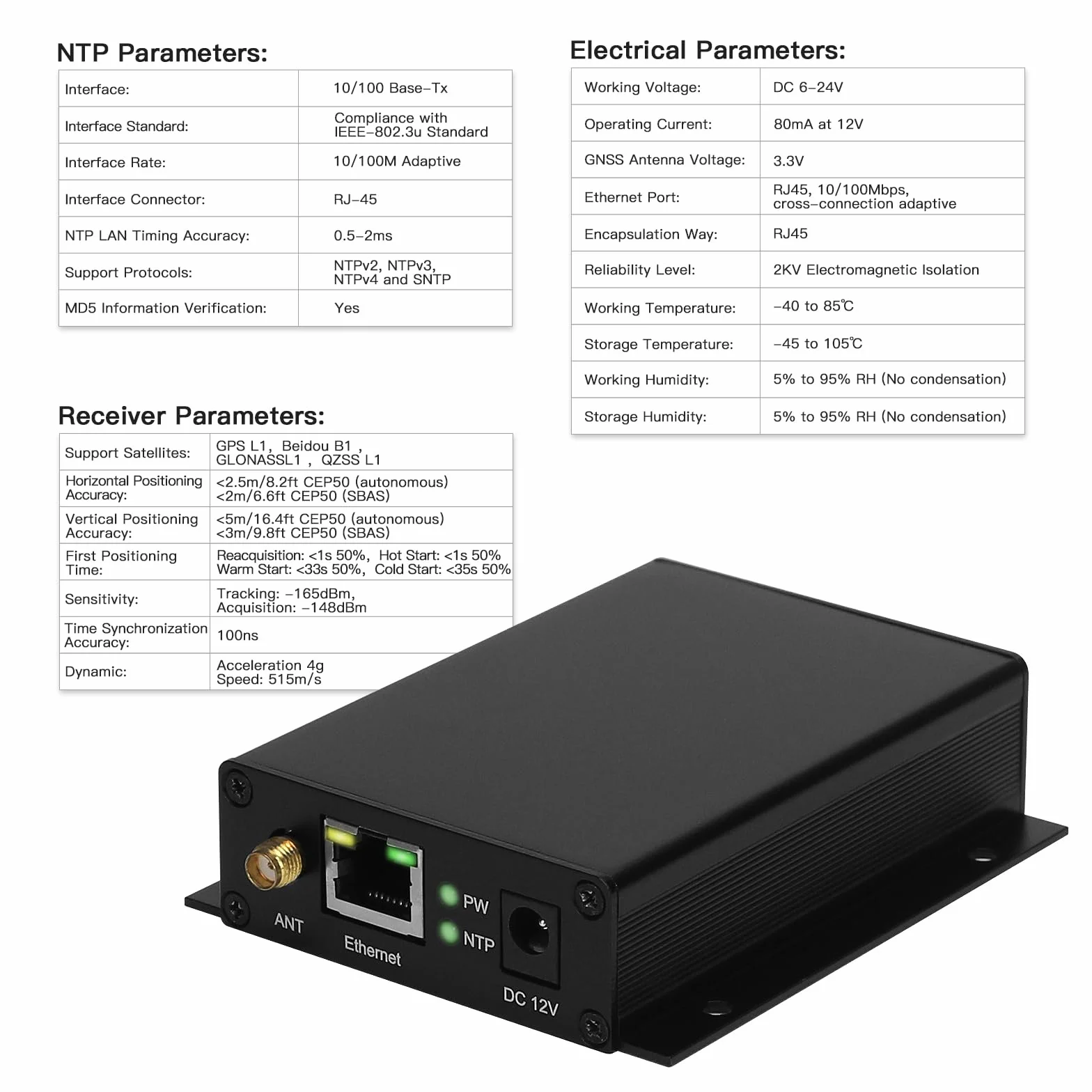 FC-NTP-MINI NTP Server Desktop Netzwerk Zeitserver Ethernet Port GPS Beidou GLONASS QZSS