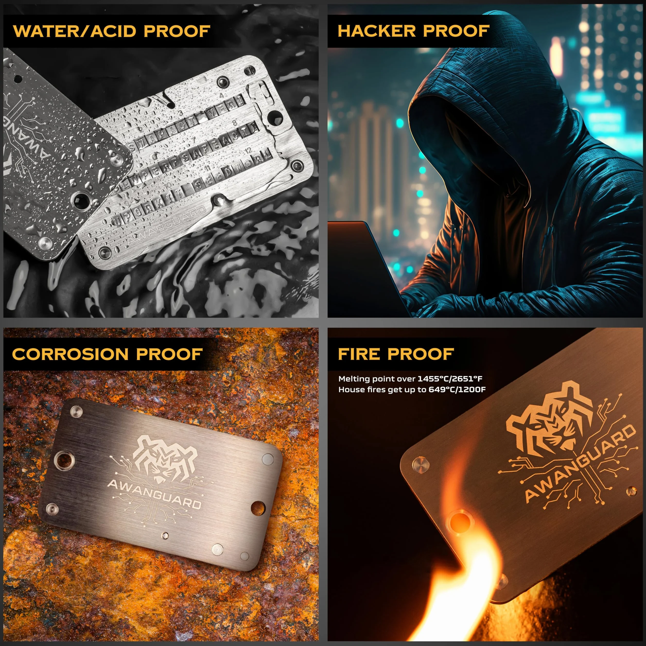 Premiere Basic Bitcoin Steel Wallet 24 Seed Phrase Recovery Key Backup Metallplatte Offline Crypto Cold Storage BIP 39