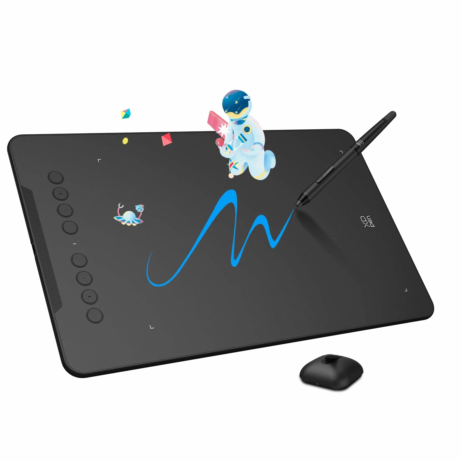 XP-Pen DECO01V2 Grafik-Tablet, Zeichnen, 10 x 6 Zoll, passiver Eingabestift, 8192 Stufen, Neigung und 8 Shortcuts, kompatibel mit Windows/Mac OS/ChromeBook/Android