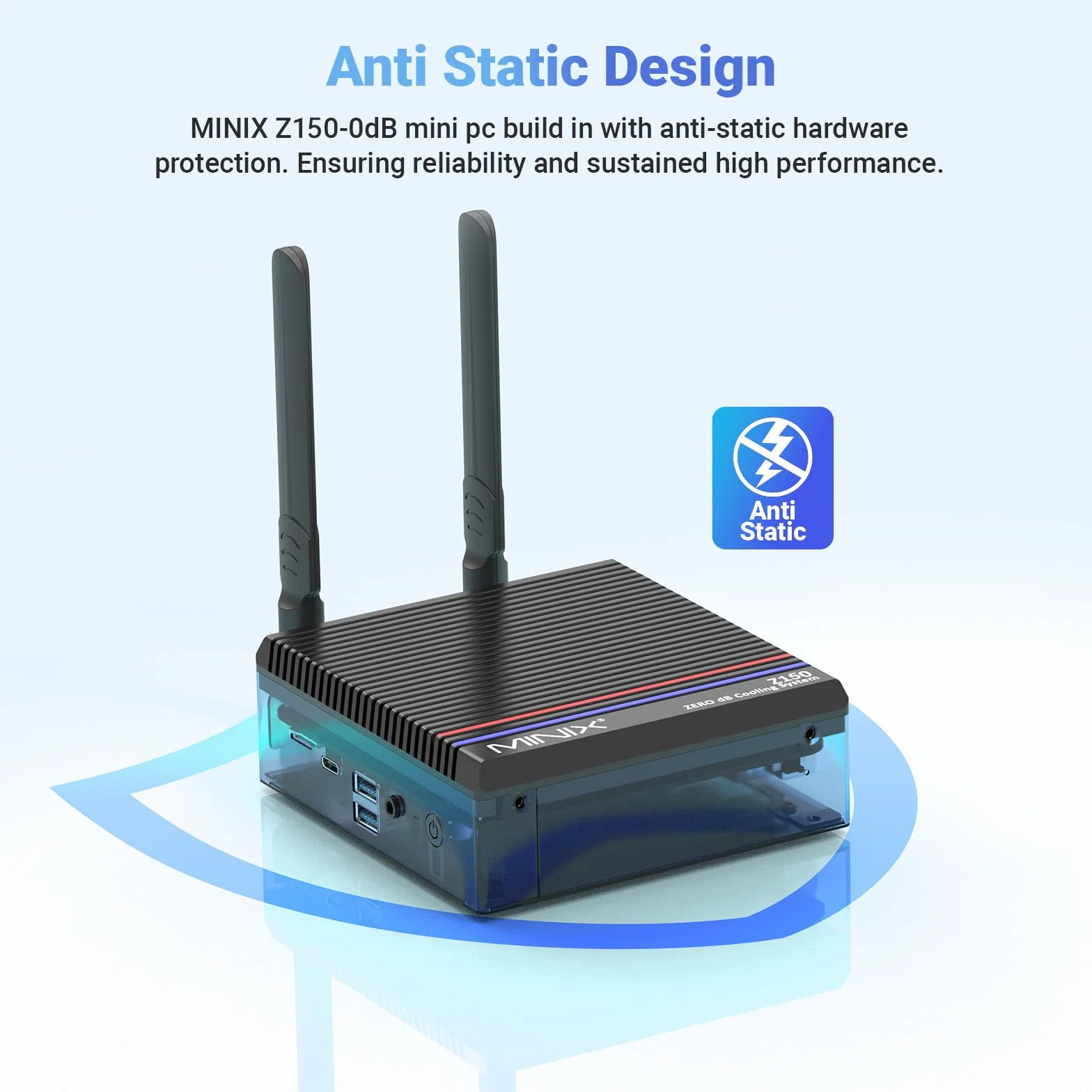 MINIX Z150-0dB lüfterloser Mini PC, Intel N150, 16GB DDR4, 512GB M.2 PCIe Gen3 x 4 NVMe SSD Mini Desktop Computer, 4K Dual Display/2.5G LAN/USB3.2/USB-C/Vesa Mount/Auto Power On for Offfice Business