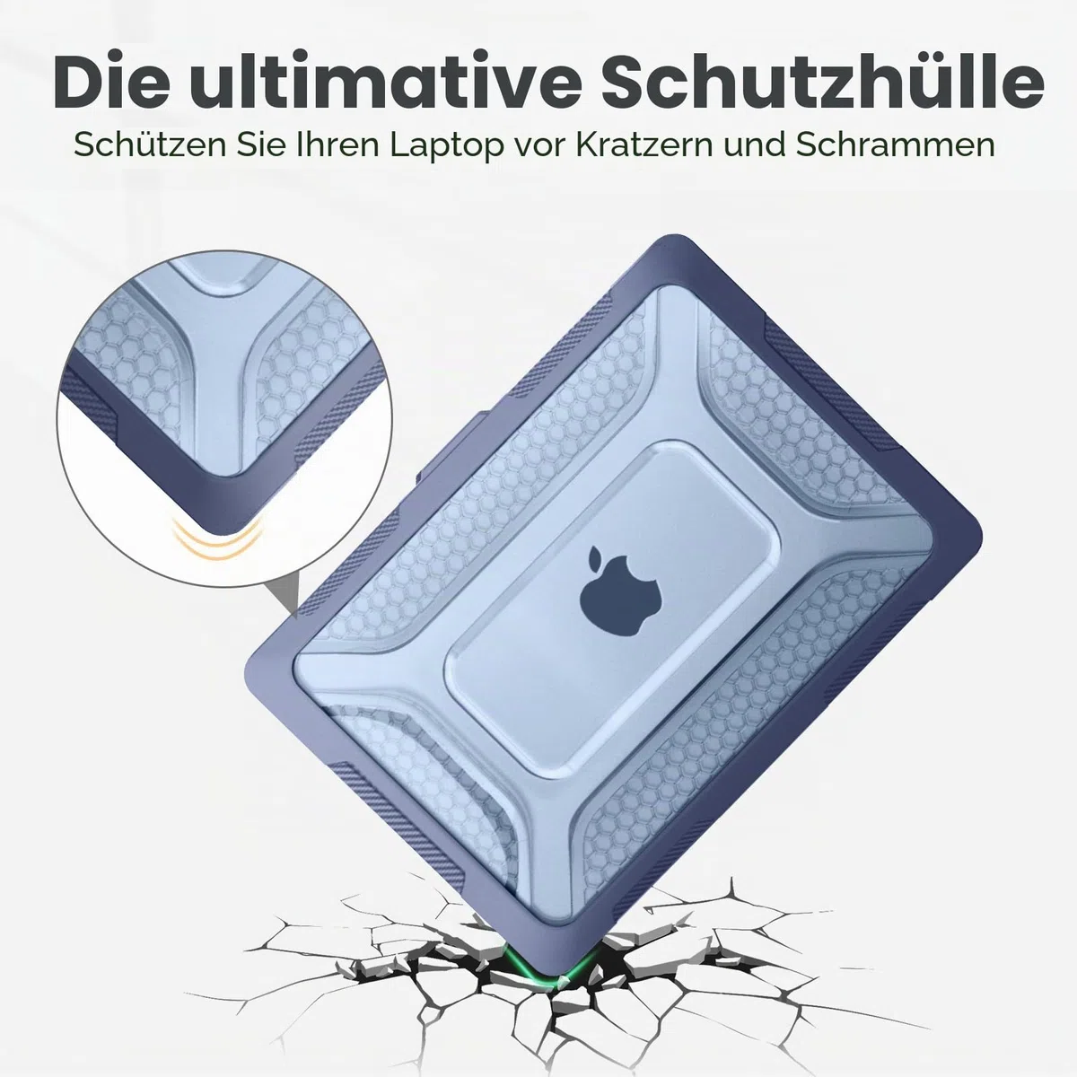 MOSISO Kompatibel mit MacBook Air 13 Zoll Hülle M5 M4 M3 M2 2026 2025-2022, Honigwabe TPU Bumper Hartschale Klappständer&Tastaturschutz für MacBook Air 13,6 Zoll A3449 A3240 A3113 A2681, Marineblau