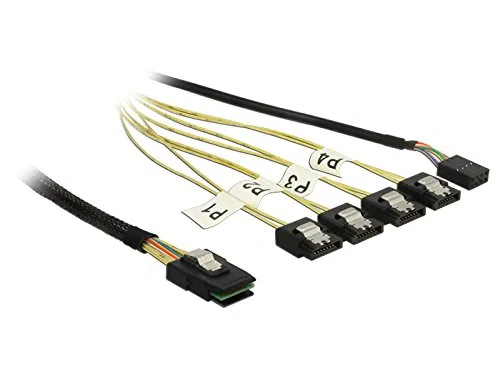 DELOCK Kabel Mini SAS SFF-8087 > 4 x SATA 7 Pin Reverse + Sideband 0,5 m