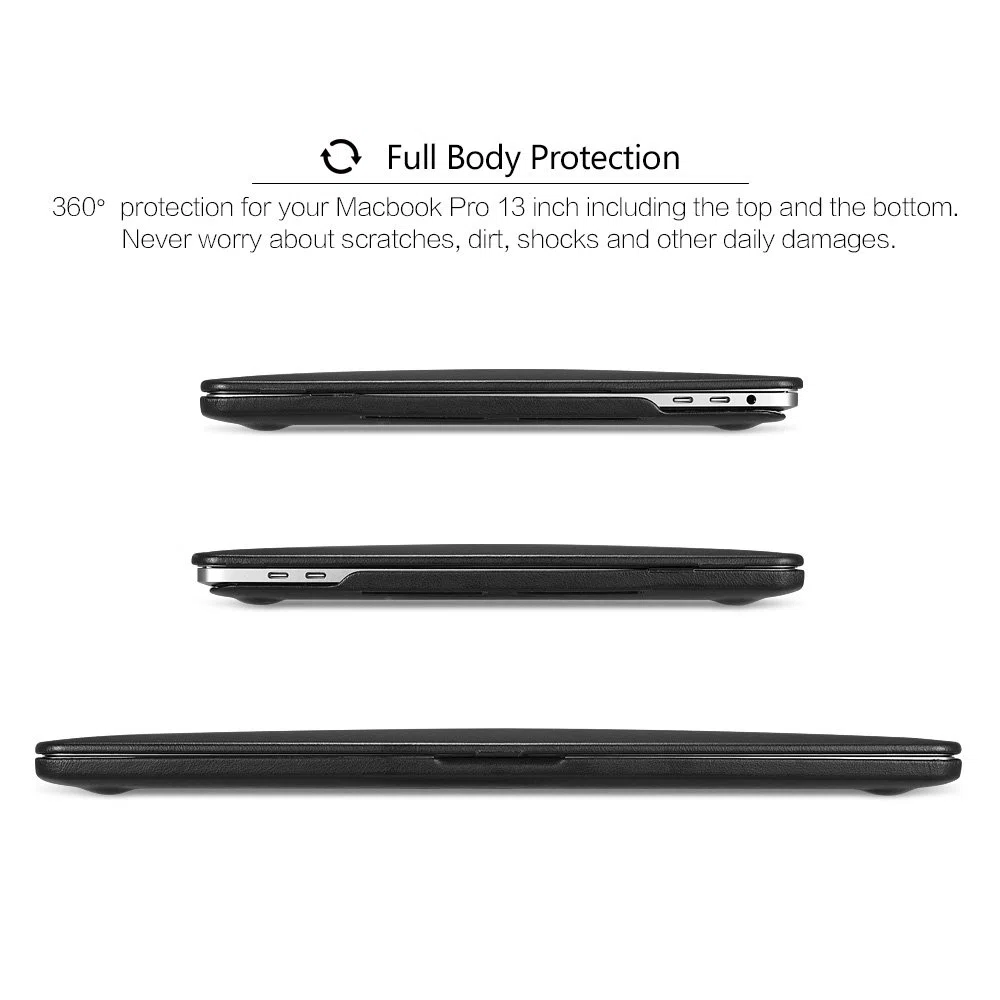 ICARER Lederhülle für MacBook Air 13 2020 2019 2018 Ultra Slim Ledertasche Vintage Leder Hülle Case Cover für Apple MacBook Air 13 Modell: A2337 M1/A2179/A1932 (Schwarz)