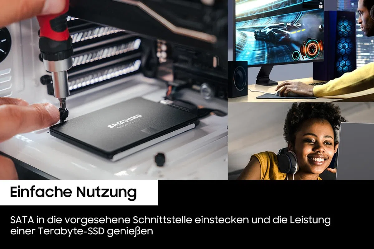 Samsung 870 EVO SATA III 2,5 Zoll SSD, 1 TB, 560 MB/s Lesen, 530 MB/s Schreiben, Interne SSD, Festplatte für schnelle Datenübertragung, MZ-77E1T0B/EU