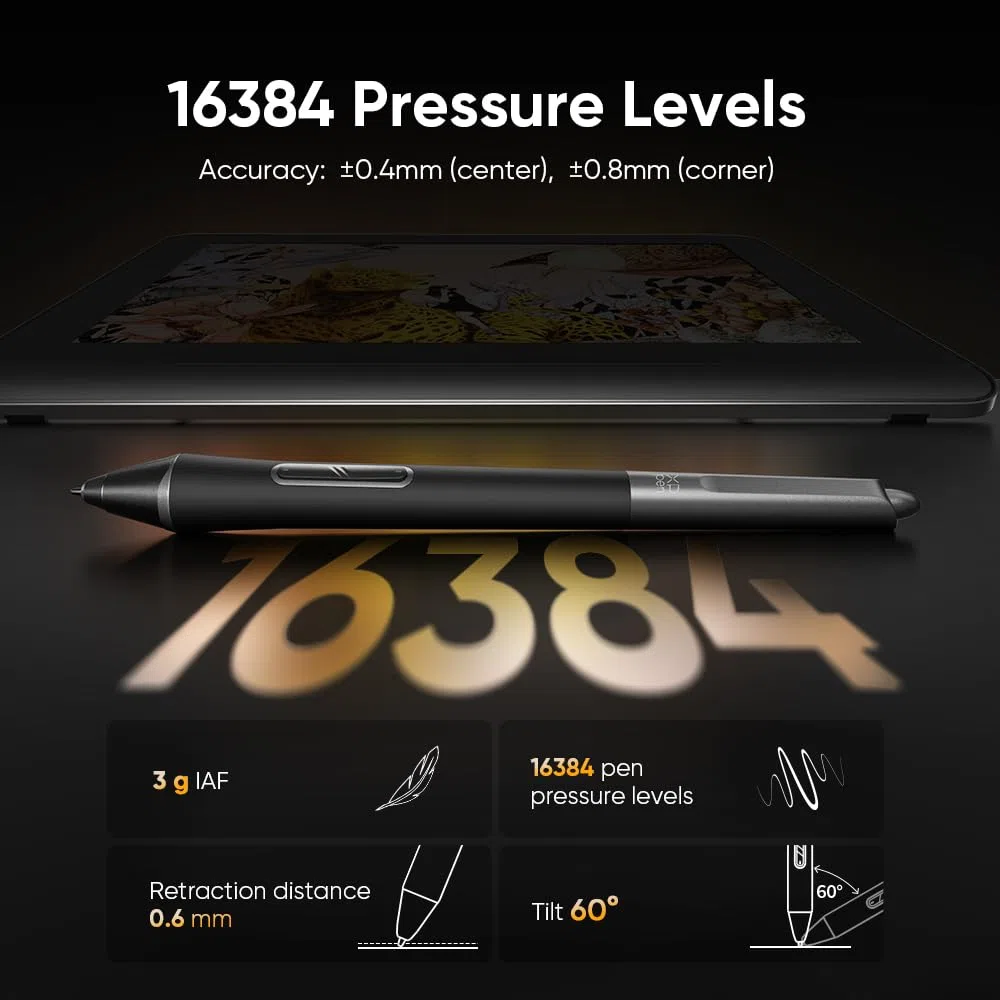 XPPen Artist Pro 16 Gen 2 Grafiktablett mit 2,5K Display, 16 Zoll QHD Zeichentablett mit entspiegeltem Bildschirm, 16384 Druckstufen Stift, mit integriertem Ständer und Mini-Tastenfeld