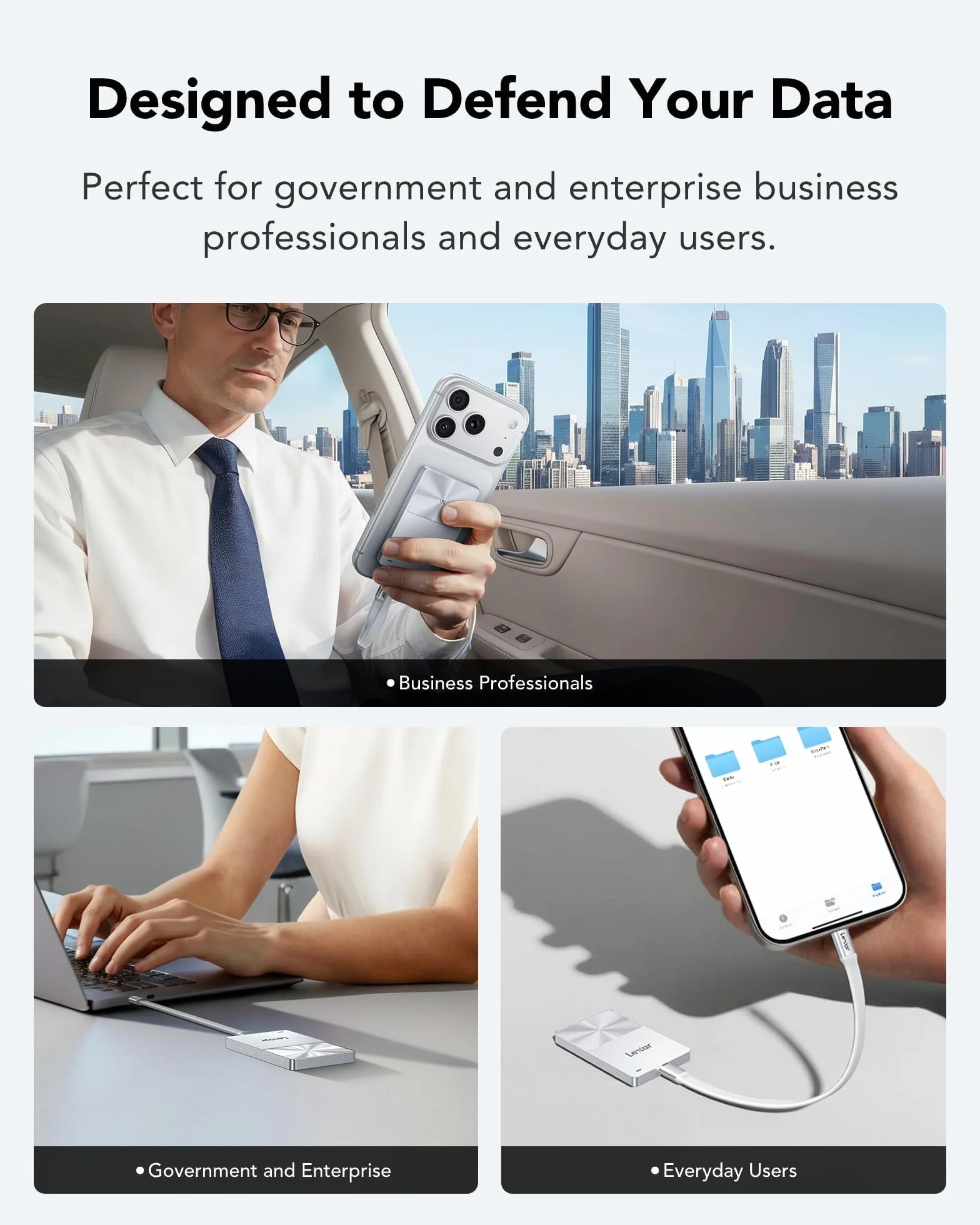 Lexar TouchLock Tragbare SSD 1TB mit One-Touch-NFC-Verschlüsselung Authentifizierung, Externe Solid-State-Laufwerke USB 3.2 Gen2, Magnetische Telefon-SSD-Unterstützung für iPhone 17/16, Tablet, PC