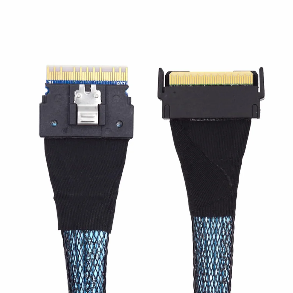 PCI-E 5.0 Mini Cool Edge IO MCIO PCI-E Slimline 8i 74-poliger Stecker auf SFF-8654 SAS 4.0 74-poliger Stecker, Verlängerungskabel, 50 cm