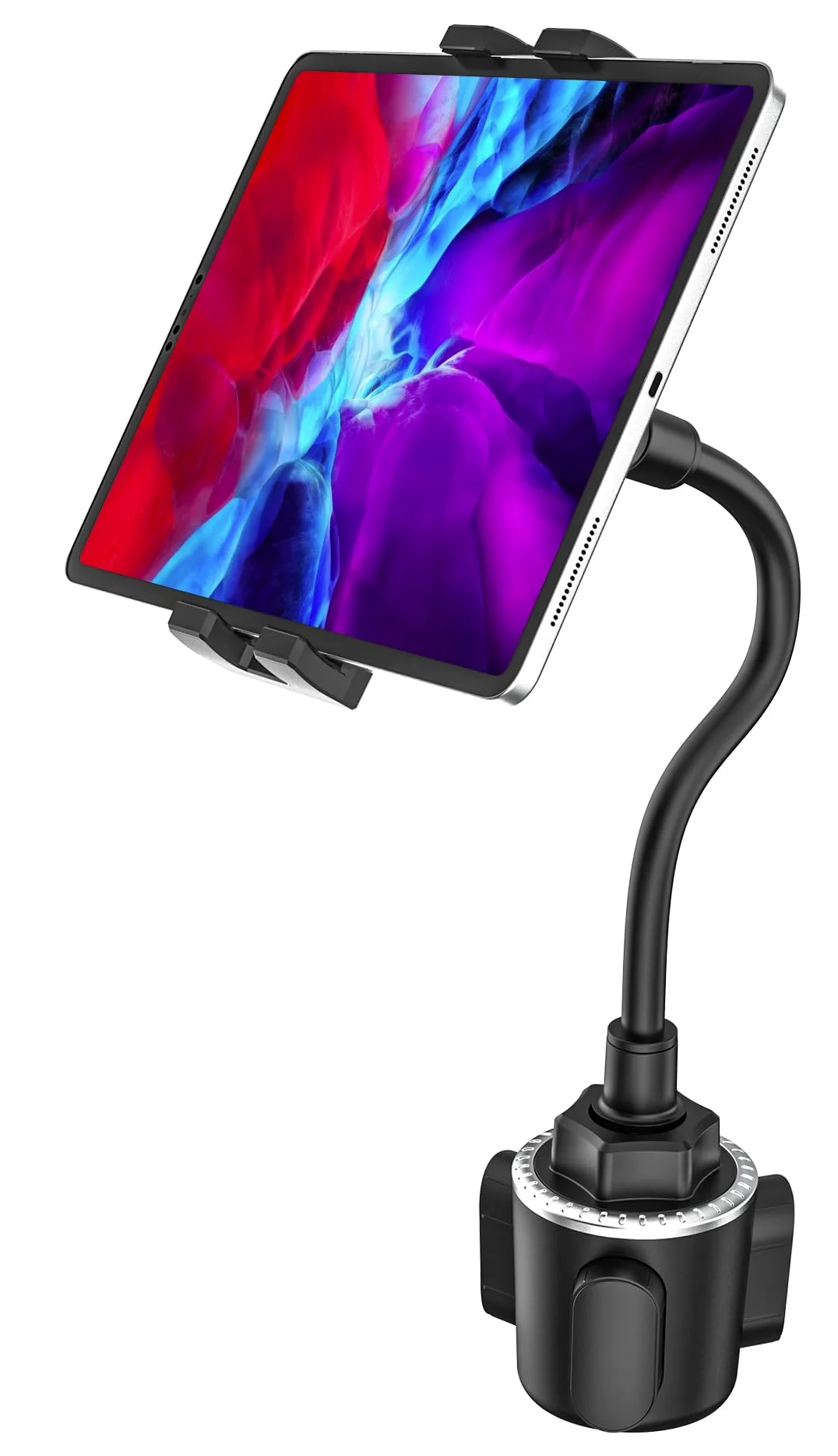 Schwanenhals Auto Tablet Getränkehalter, woleyi Universal Tablet Getränkehalter für Auto, LKW, Laufband, Golfwagen, für iPad Pro 12.9 Air Mini, Galaxy Tabs, iPhone Mehr 4-13" Handy und Tablets