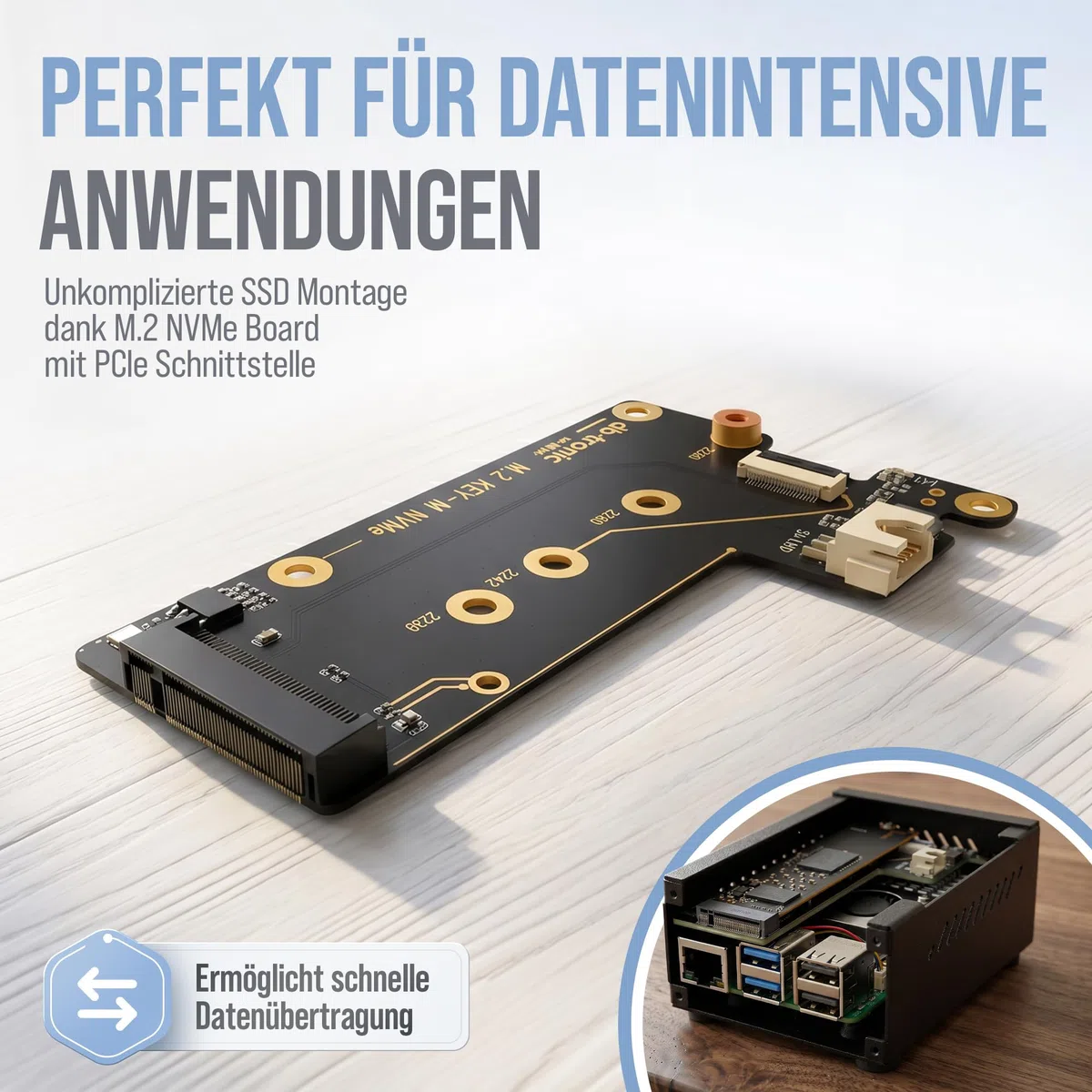 Raspberry Pi 5 4GB PCIe M.2 NVMe Set 64GB Edition 27W Netzteil Metallgehäuse Active Cooler
