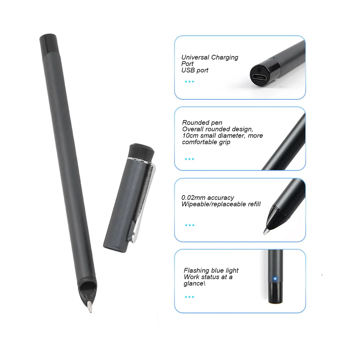 Dpofirs Digitales Notizbuch mit Smart Pen, Echtzeit -Synchronisation, Textkonvertierung über Bluetooth, Handschrift für Text, 80 -Seiten -Schreibsatz für Telefone Tablets (Black)