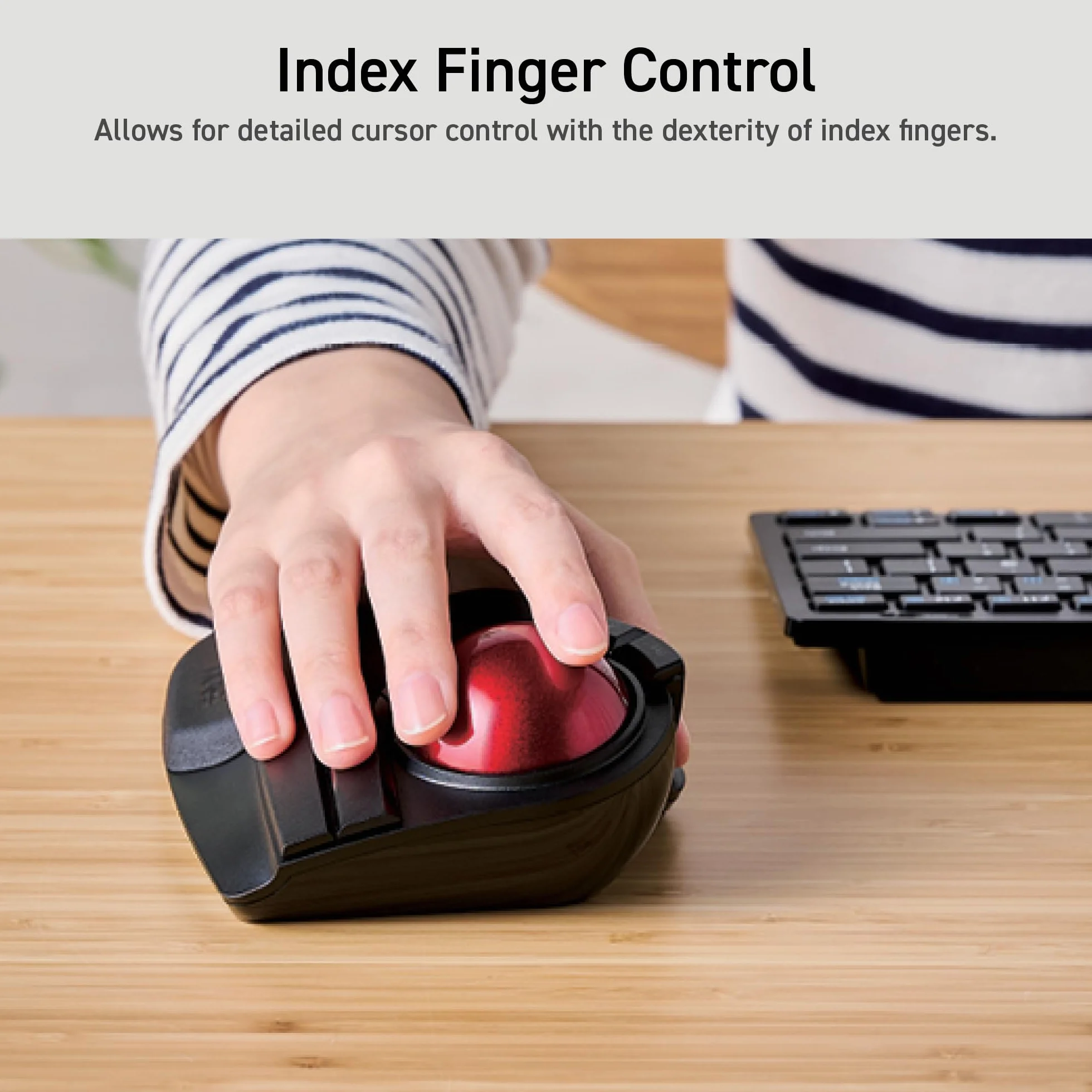 ELECOM 2,4 GHz kabellose Fingerbedienung, große Trackball-Maus, 8-Tasten-Funktion mit glatter Tracking, präziser optischer Gaming-Sensor, Handballenauflage (M-HT1DRBK)