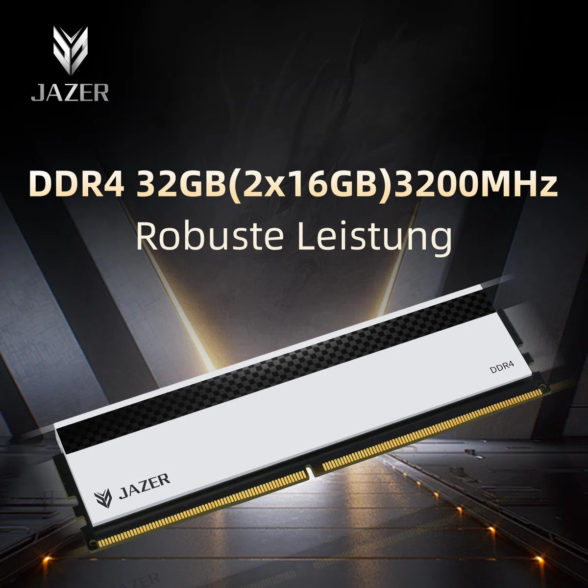 JAZER DDR4 RAM 32GB (2x16GB) 3200MHz Desktop Hochleistungs Memory | CL18, XMP 2.0 Übertaktung, 1.35V UDIMM Arbeitsspeicher,Weiß