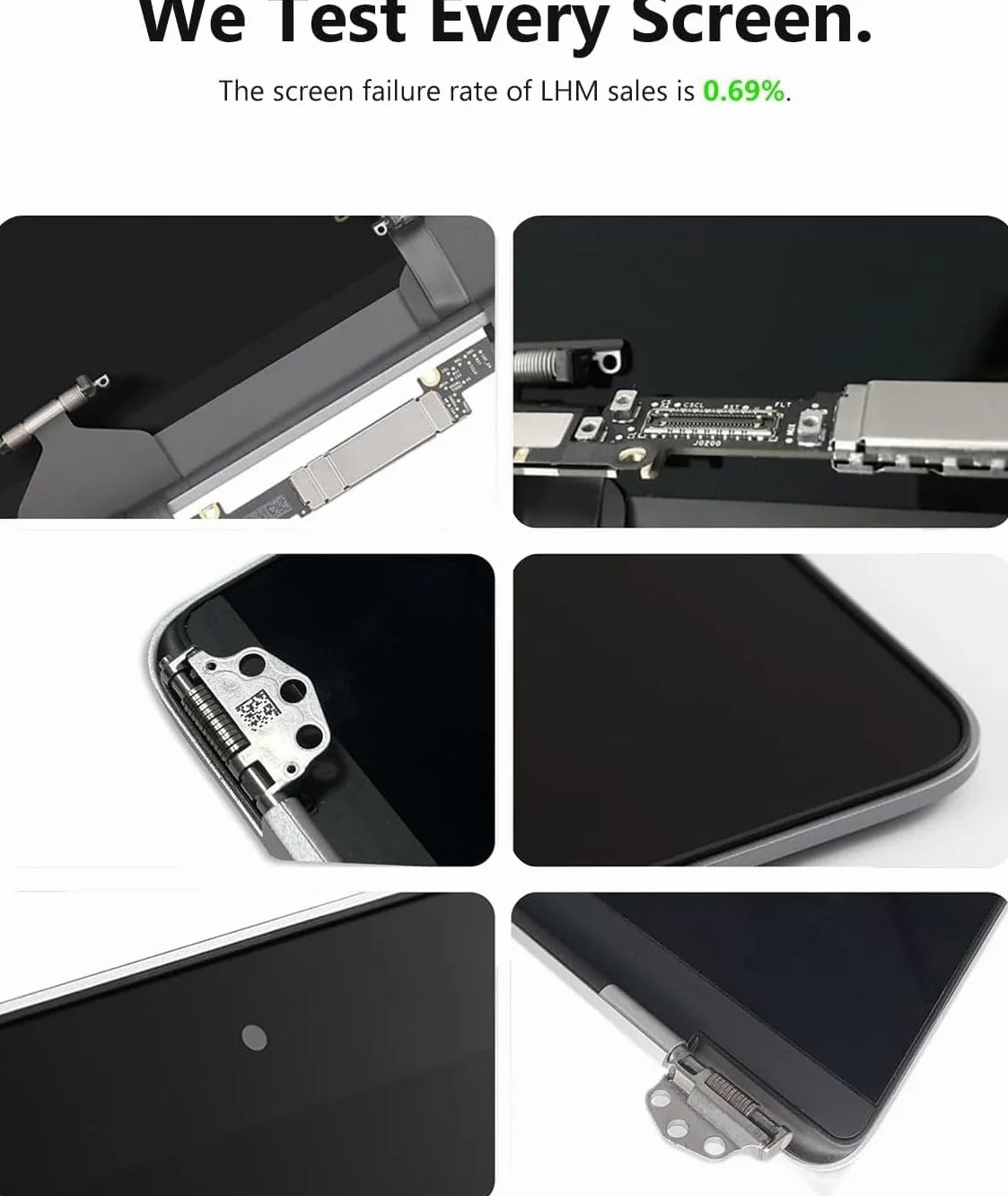 A2338 Ersatzbildschirm 13,3" für MacBook Pro Retina 2020 (M1) und 2022 (M2) (Modell: EMC 3578, EMC 8162, MYD83, MYD92, MYDA2, MYDC2, MNEQ3, MNEP3, MNEJ3) Komplette LCD-Bildschirmbaugruppe (grau)