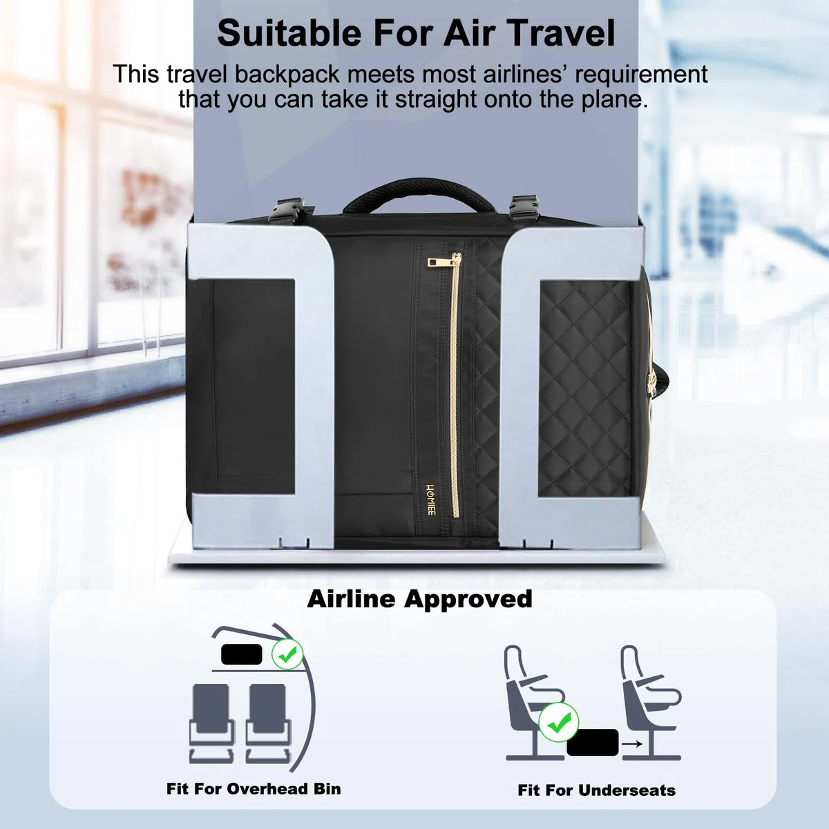 HOMIEE Handgepäck Rucksack Flugzeug Groß 40L Reiserucksack mit Schuhfach Damen Kofferrucksack 17 Zoll Laptoprucksack Wasserdicht Travel Backpack für Reise Camping Wandern Weekend (Klassisches Schwarz)